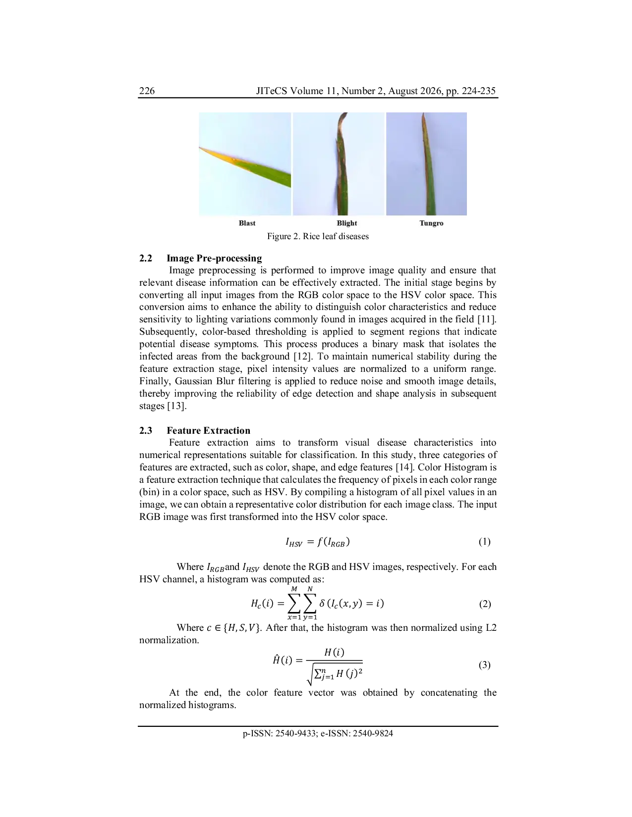 JURIS Comparative Analysis of Random Forest Support Vector Machine and K Nearest Neighbor with Image Feature Extraction for Rice Leaf Disease Detection