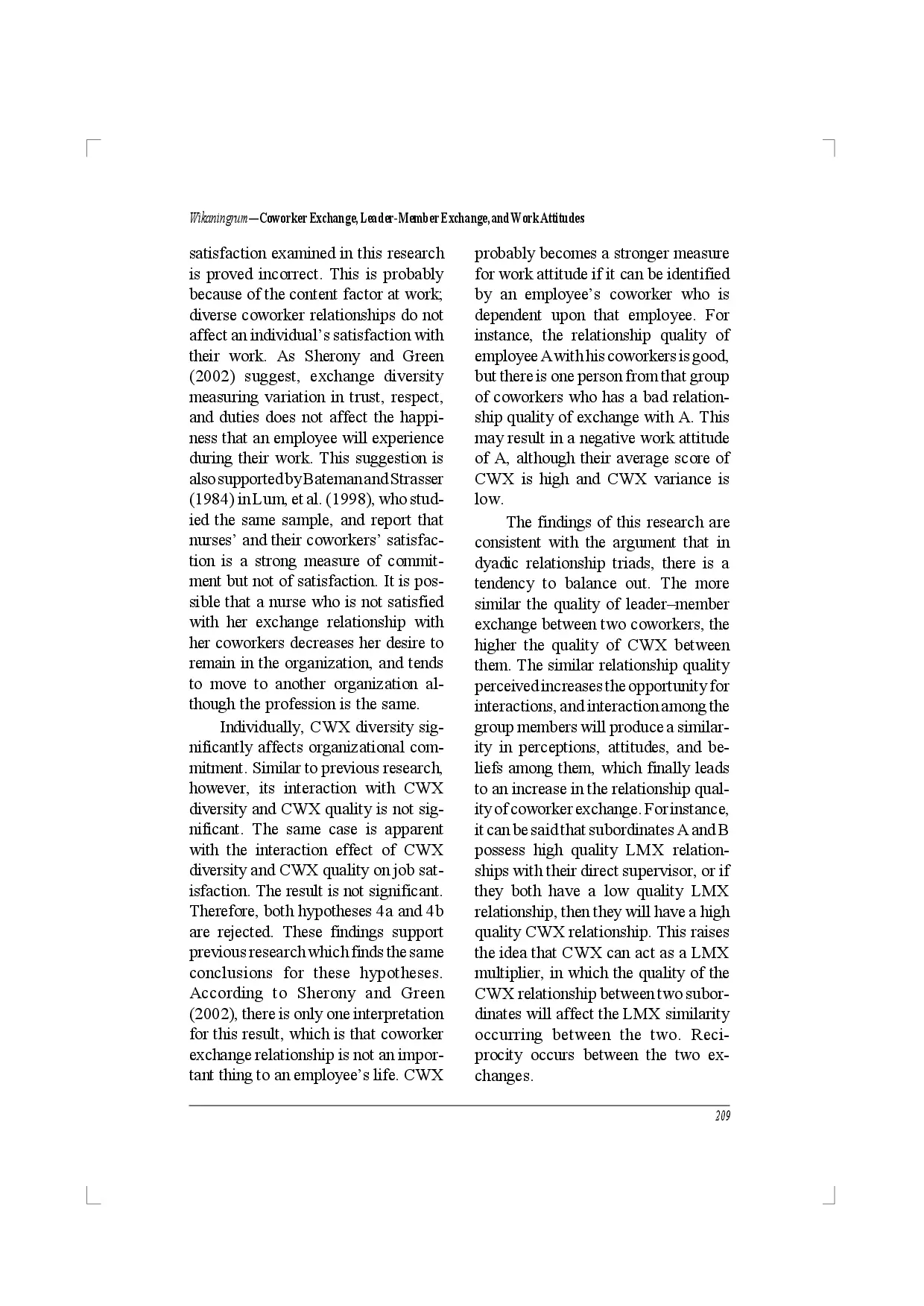 juris Coworker Exchange Leader Member Exchange and Work Attitudes P A Study of Coworker Dyads