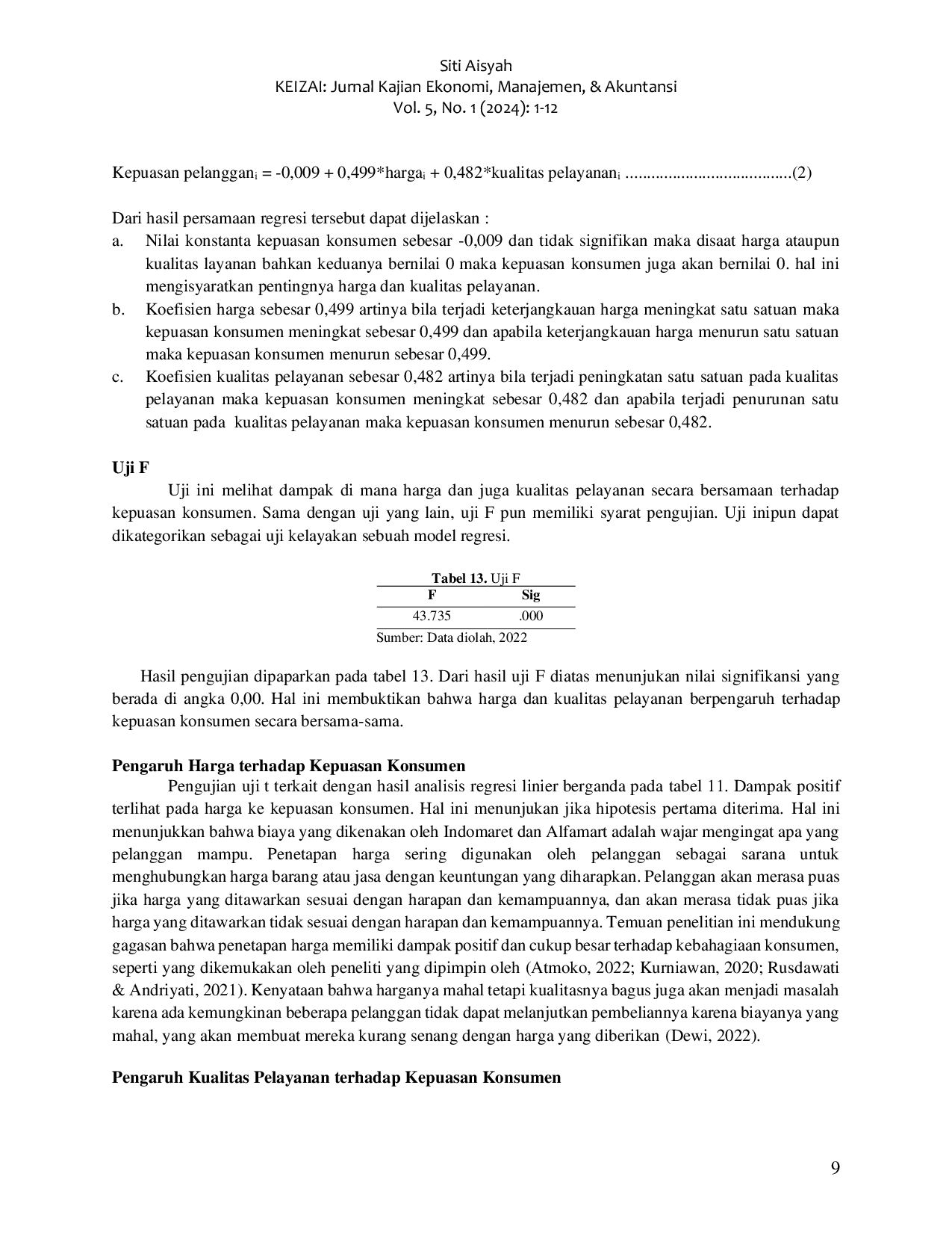 JURIS Pengaruh Harga dan Kualitas Pelayanan pada Kepuasan Konsumen Alfamart dan Indomaret