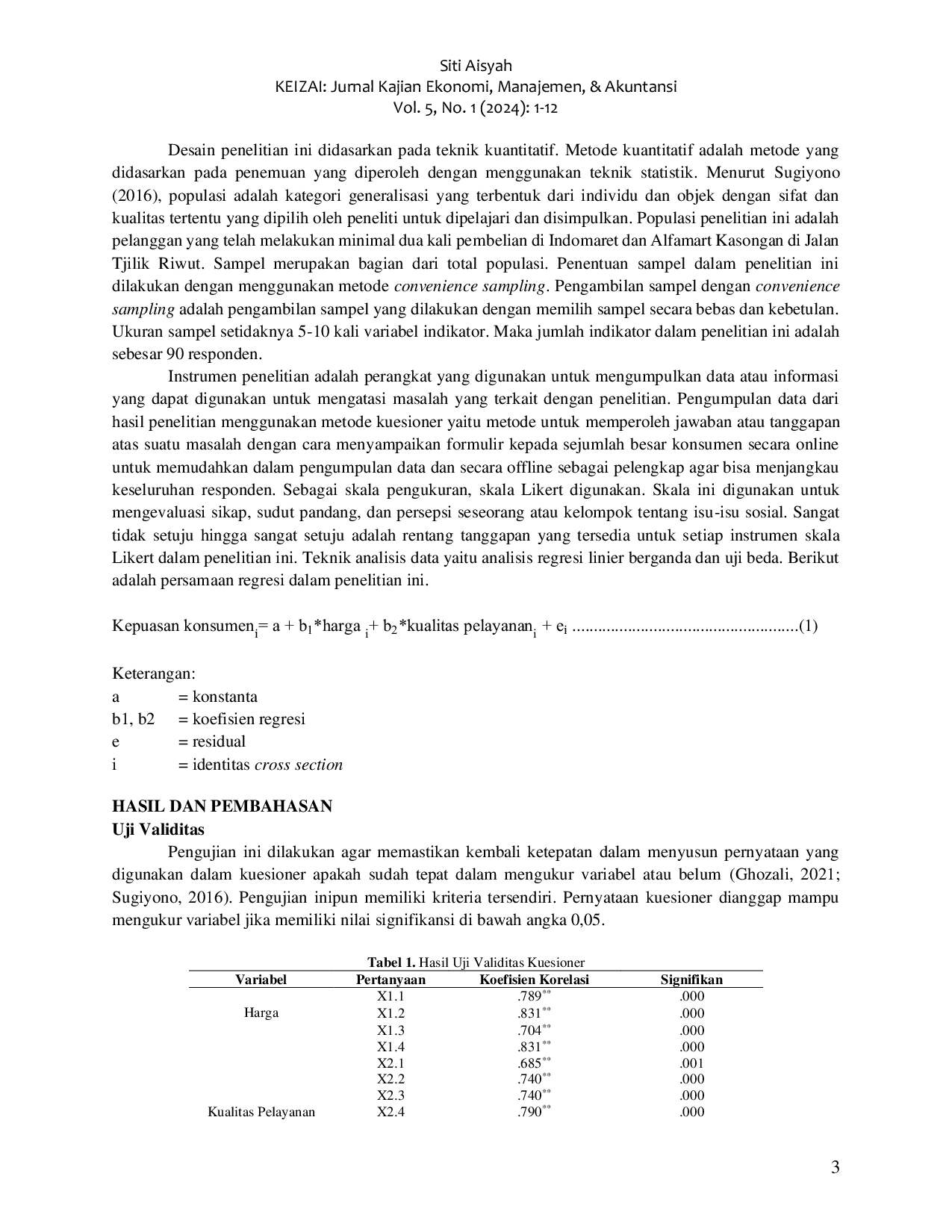 JURIS Pengaruh Harga dan Kualitas Pelayanan pada Kepuasan Konsumen Alfamart dan Indomaret