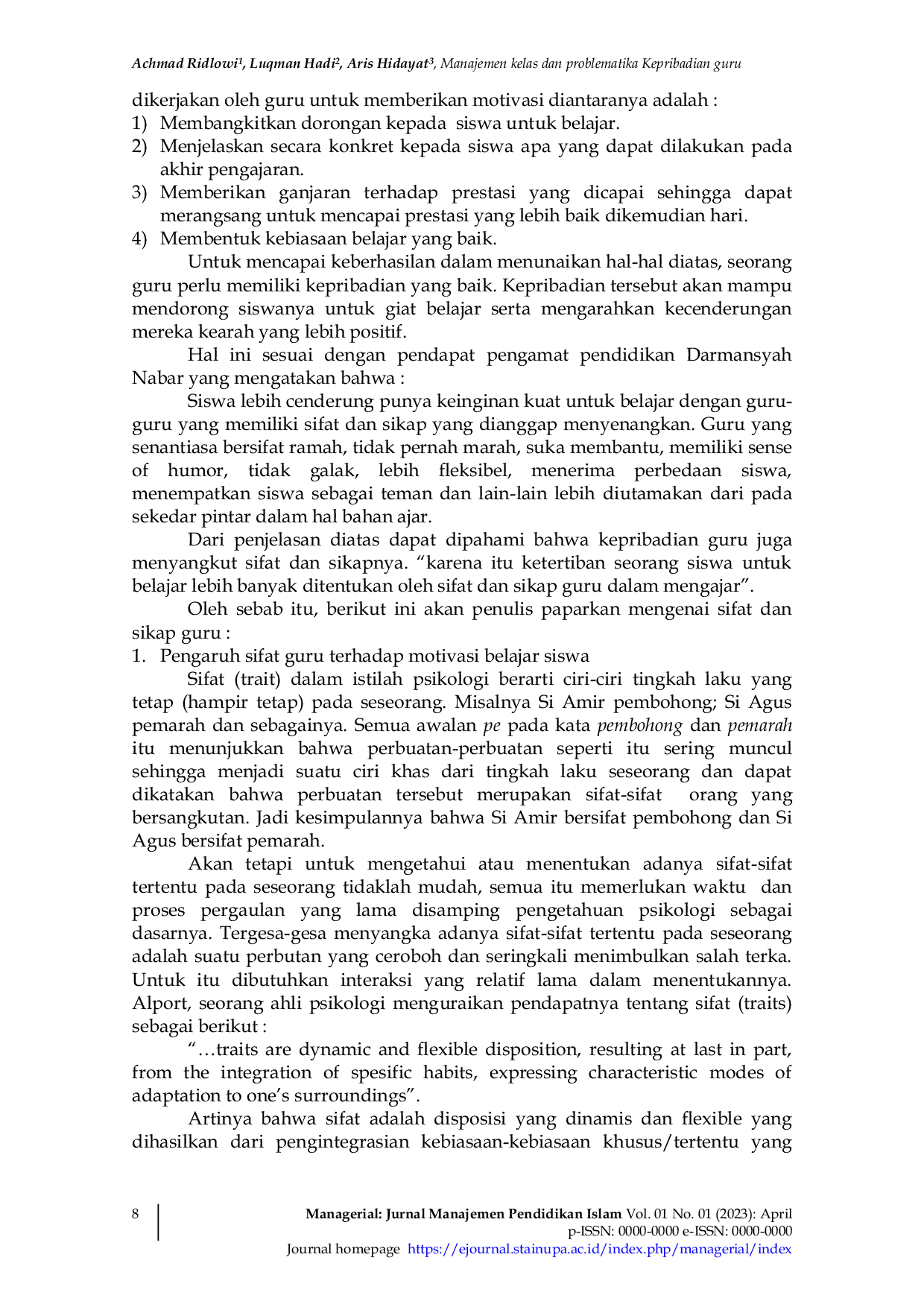 JURIS Manajemen Kelas Dan Problematika Kepribadian Guru