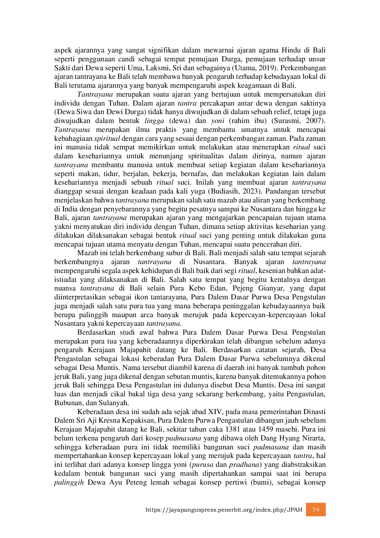 JURIS Jejak Historis Tantrayana di Pura Dalem Dasar Purwa Desa Pengastulan Kabupaten Buleleng