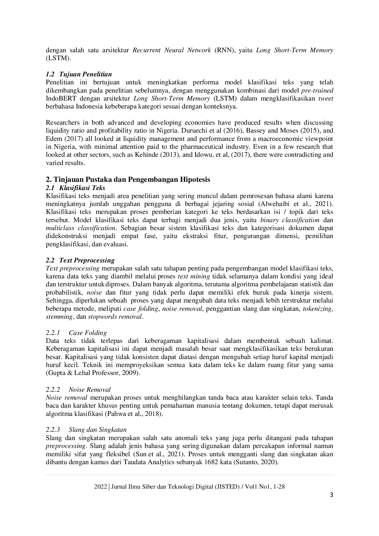 JURIS Model Klasifikasi Berbasis Multiclass Classification dengan Kombinasi Indobert Embedding dan Long Short Term Memory untuk Tweet Berbahasa Indonesia