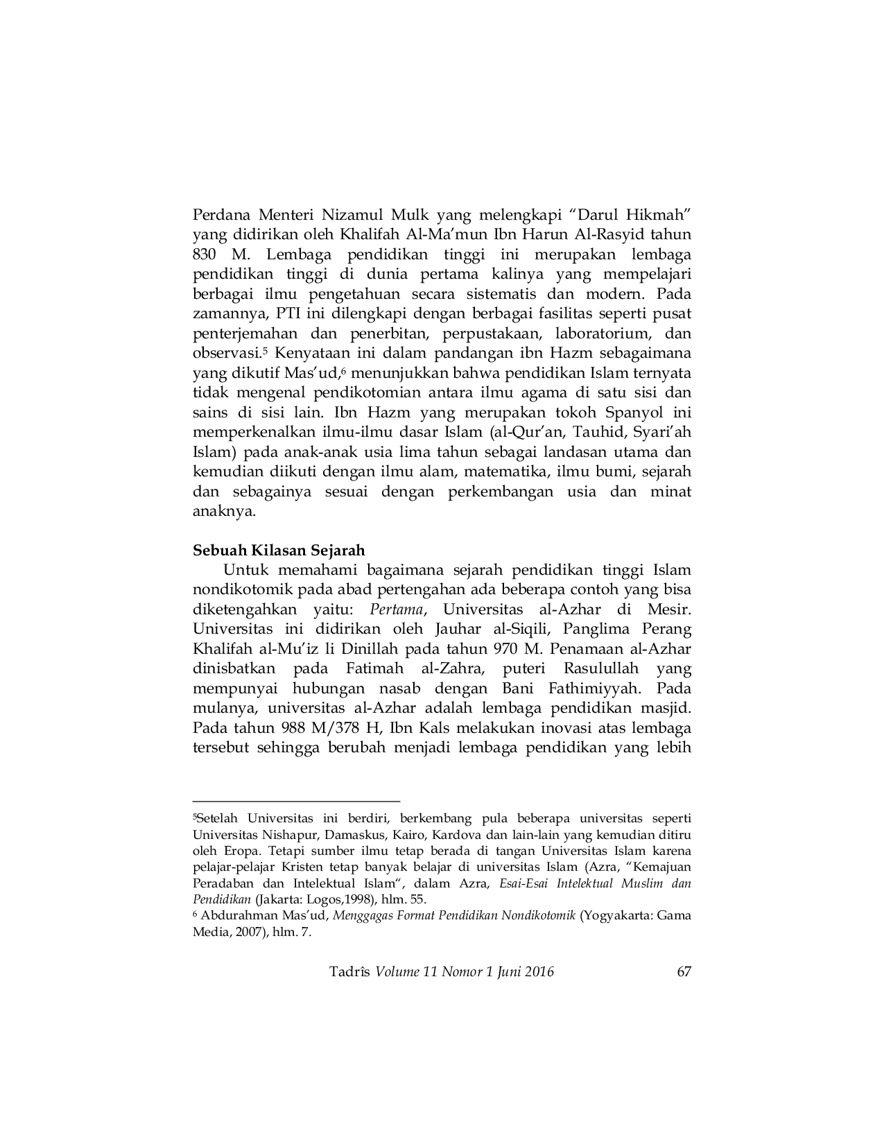 JURIS Urgensi Pendidikan Integratif Nondikotomik Di Perguruan Tinggi Islam