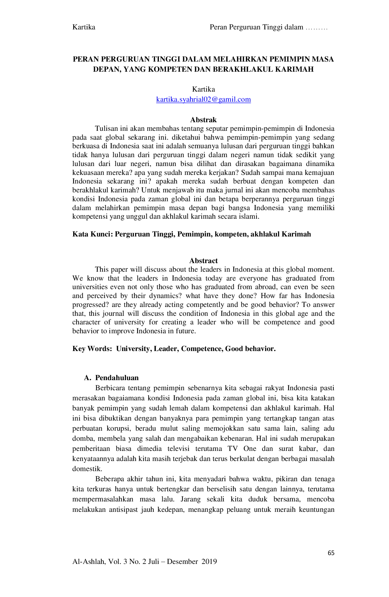 juris Peran Perguruan Tinggi Dalam Melahirkan Pemimpin Masa Depan Yang Kompeten Dan Berakhlakul Karimah