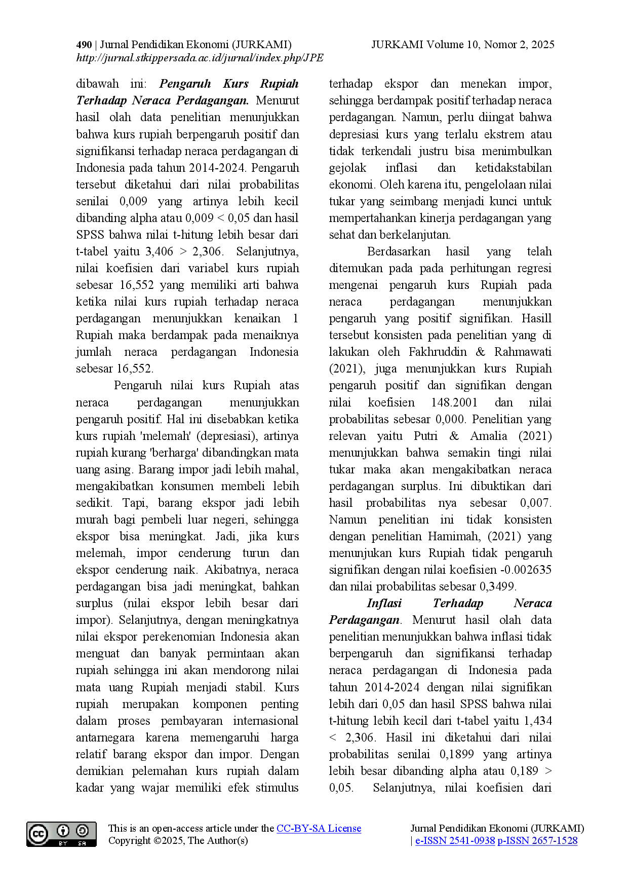 juris Pengaruh Kurs Rupiah dan Inflasi Terhadap Neraca Perdagangan Indonesia 2014 2024