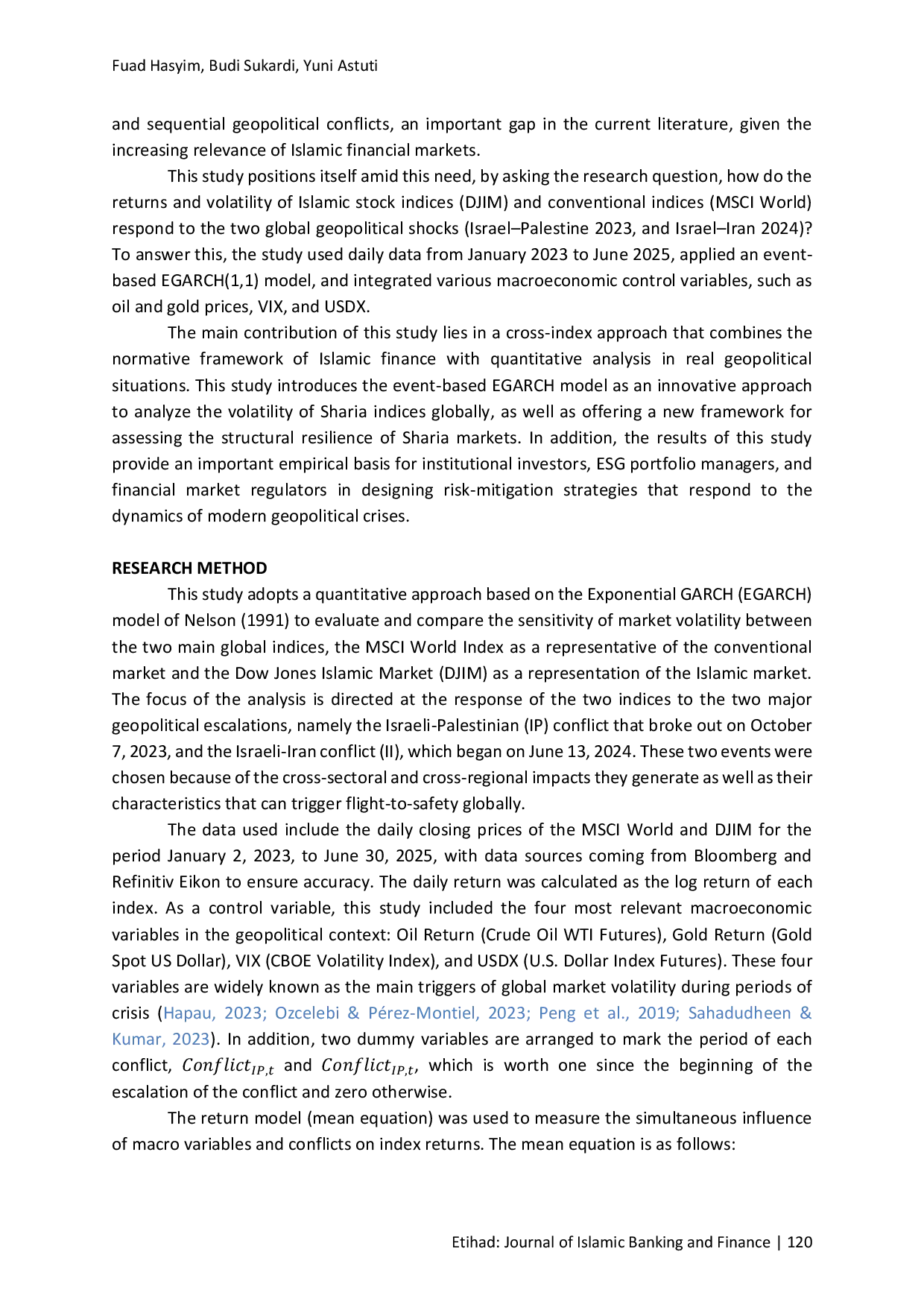 JURIS A World on Fire Markets in Turmoil Uncovering the Resilience of Islamic Stocks Amid Global Conflict