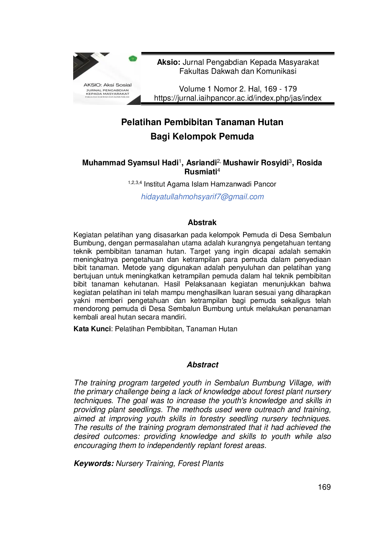 juris Pelatihan Pembibitan Tanaman Hutan Bagi Kelompok Pemuda