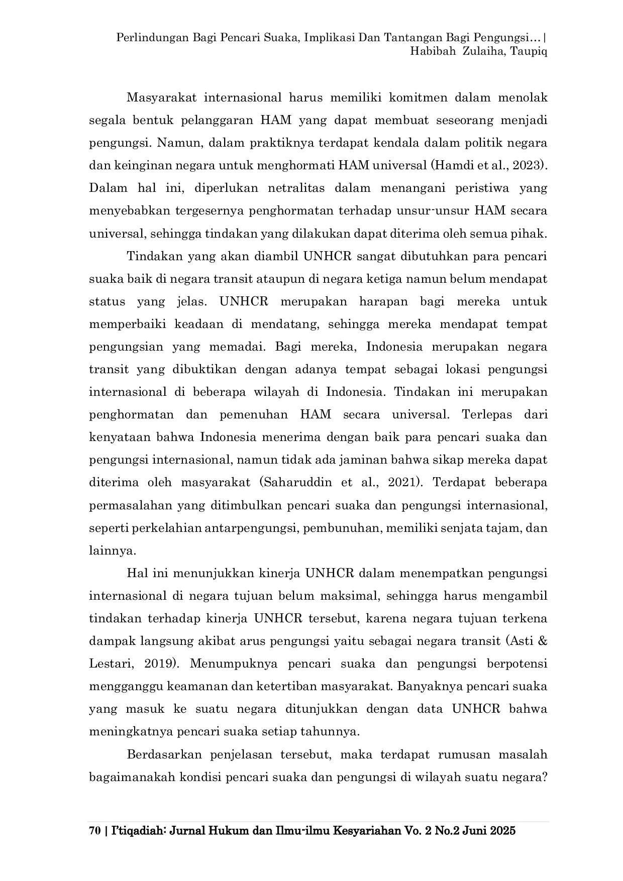 JURIS Perlindungan Bagi Pencari Suaka Implikasi Dan Tantangan Bagi Pengungsi Dan Negara Tuan Rumah