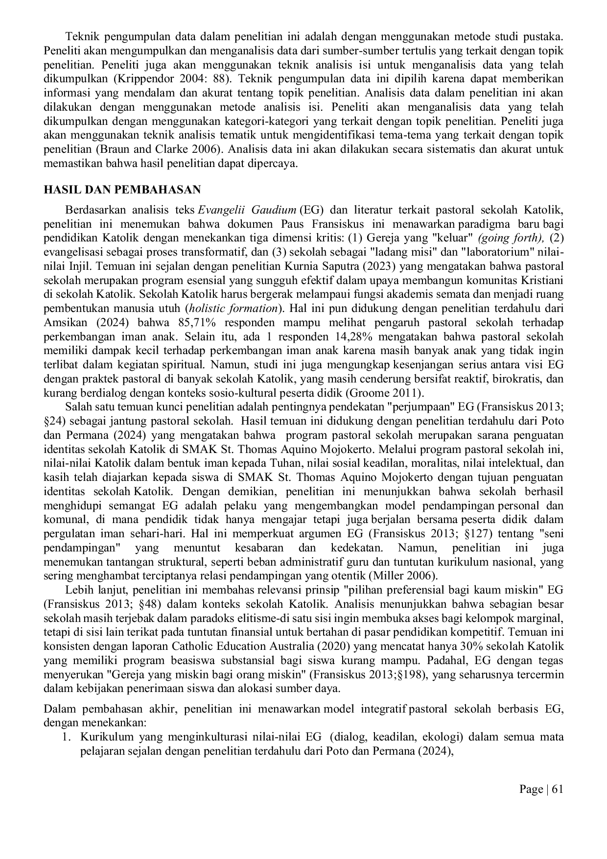 JURIS The Relevance of Evangelium Gaudium to the Pastoral Care of Catholic Schools Reflections on the Role of Schools in Proclaiming the Gospel