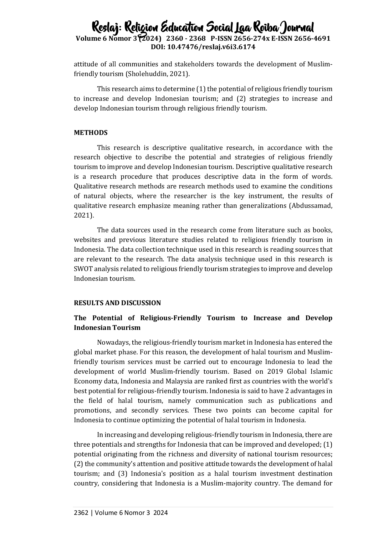 JURIS Religious Friendly Tourism Solutions For Increasing And Developing Indonesian Tourism