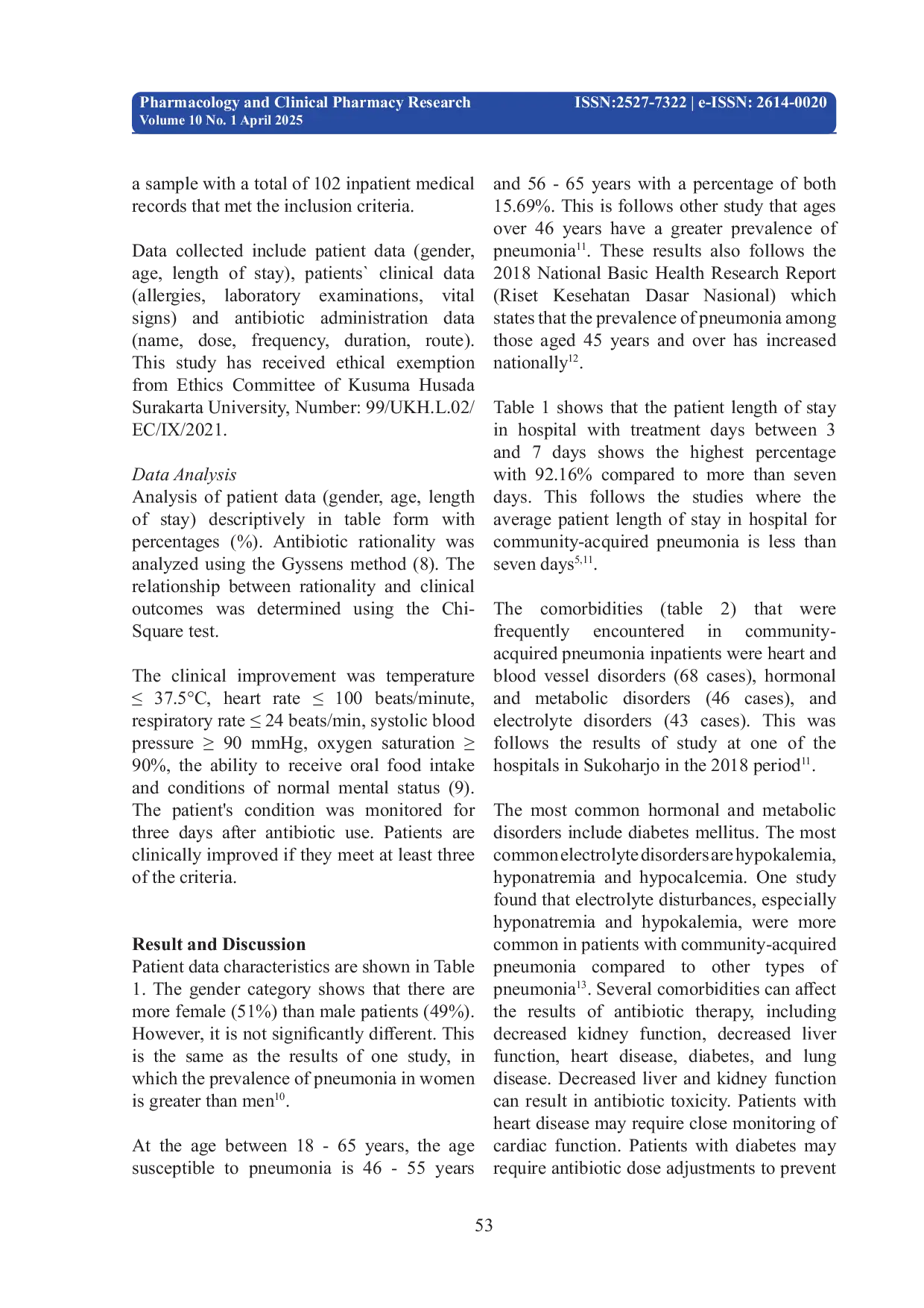 JURIS Rationality Analysis of Antibiotics for Community Acquired Pneumonia in Adult Inpatients at X Hospital Sukoharjo