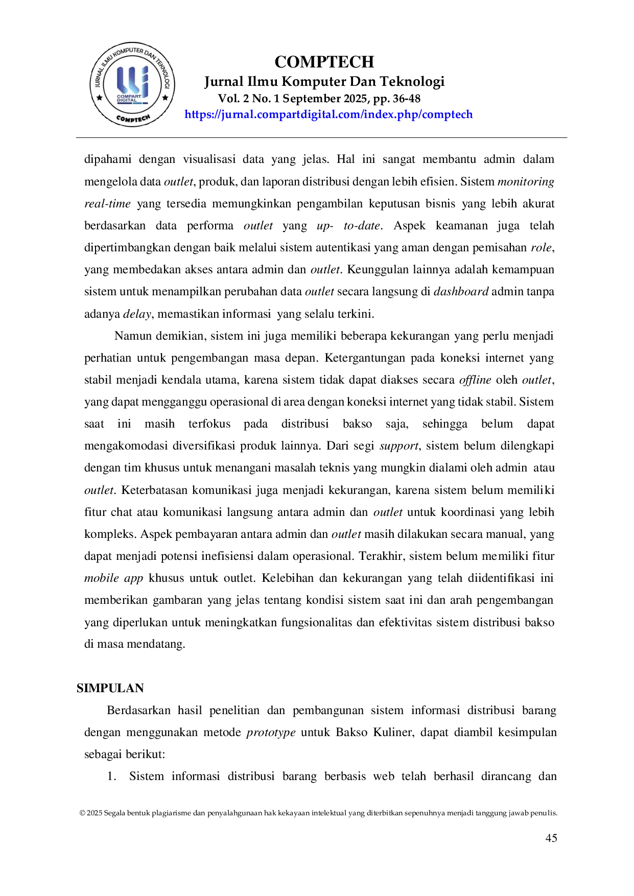 JURIS Perancangan Sistem Informasi Distribusi Barang Menggunakan Metode Prototype Studi Kasus Bakso Kuliner