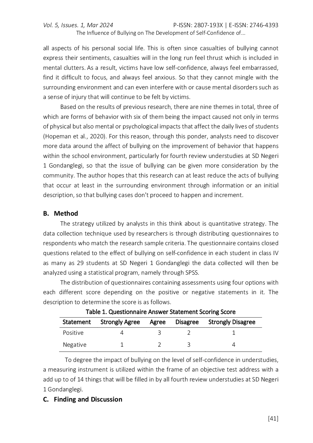 JURIS The Influence of Bullying on The Development of Self Confidence of Grade 4 Students at Elementary School 1 Gondanglegi
