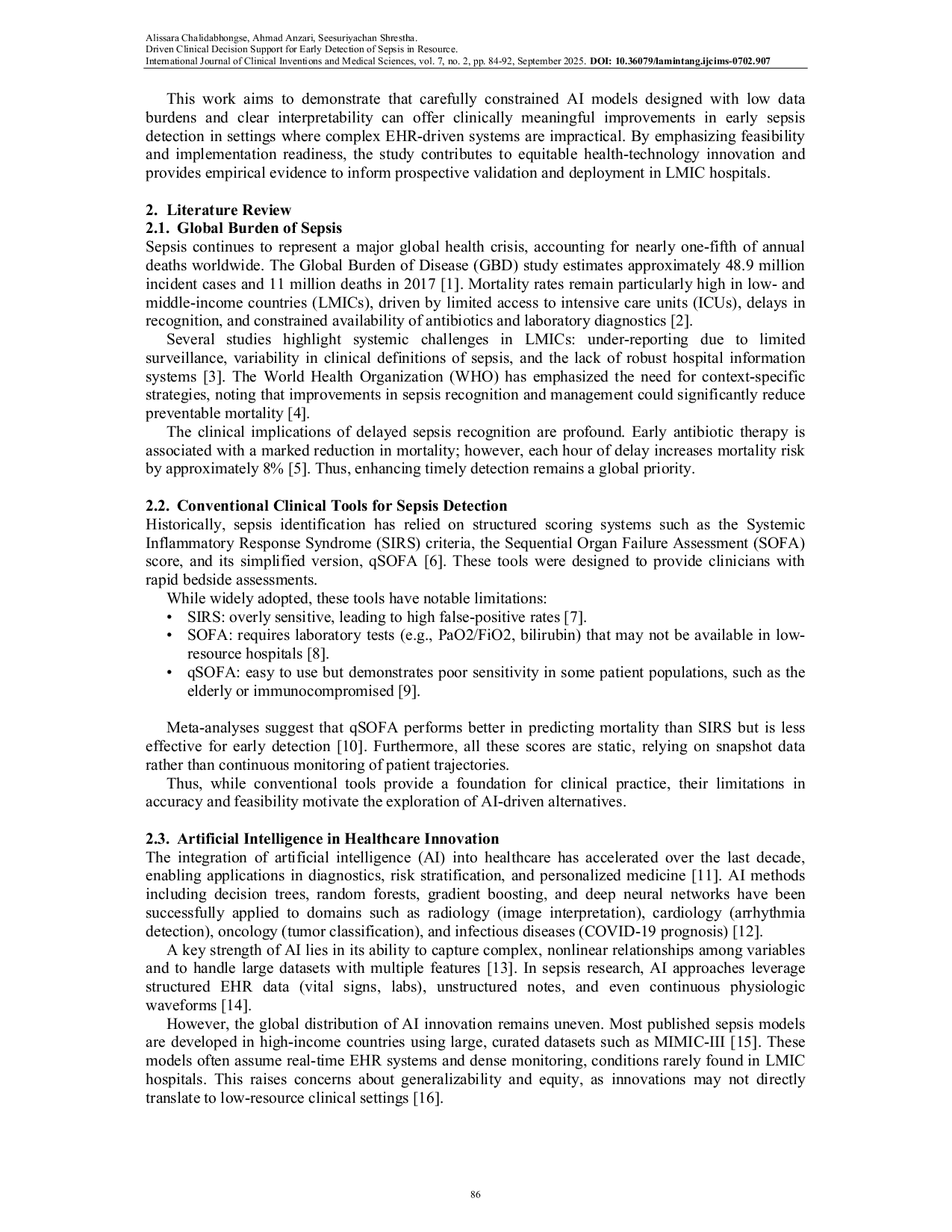 JURIS Driven Clinical Decision Support for Early Detection of Sepsis in Resource