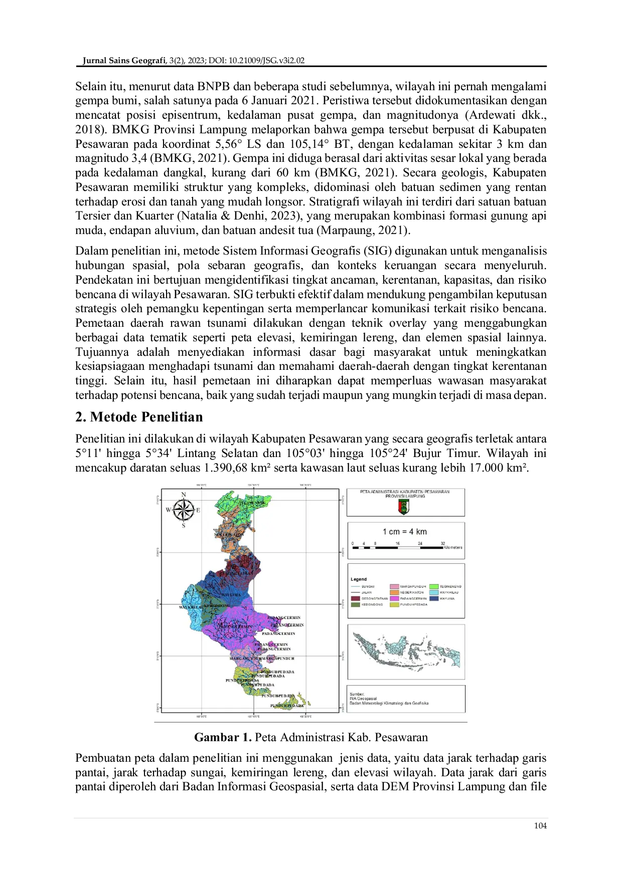 JURIS Mitigasi Risiko Tsunami Menggunakan Sistem Informasi Geografis di Kabupaten Pesawaran Provinsi Lampung