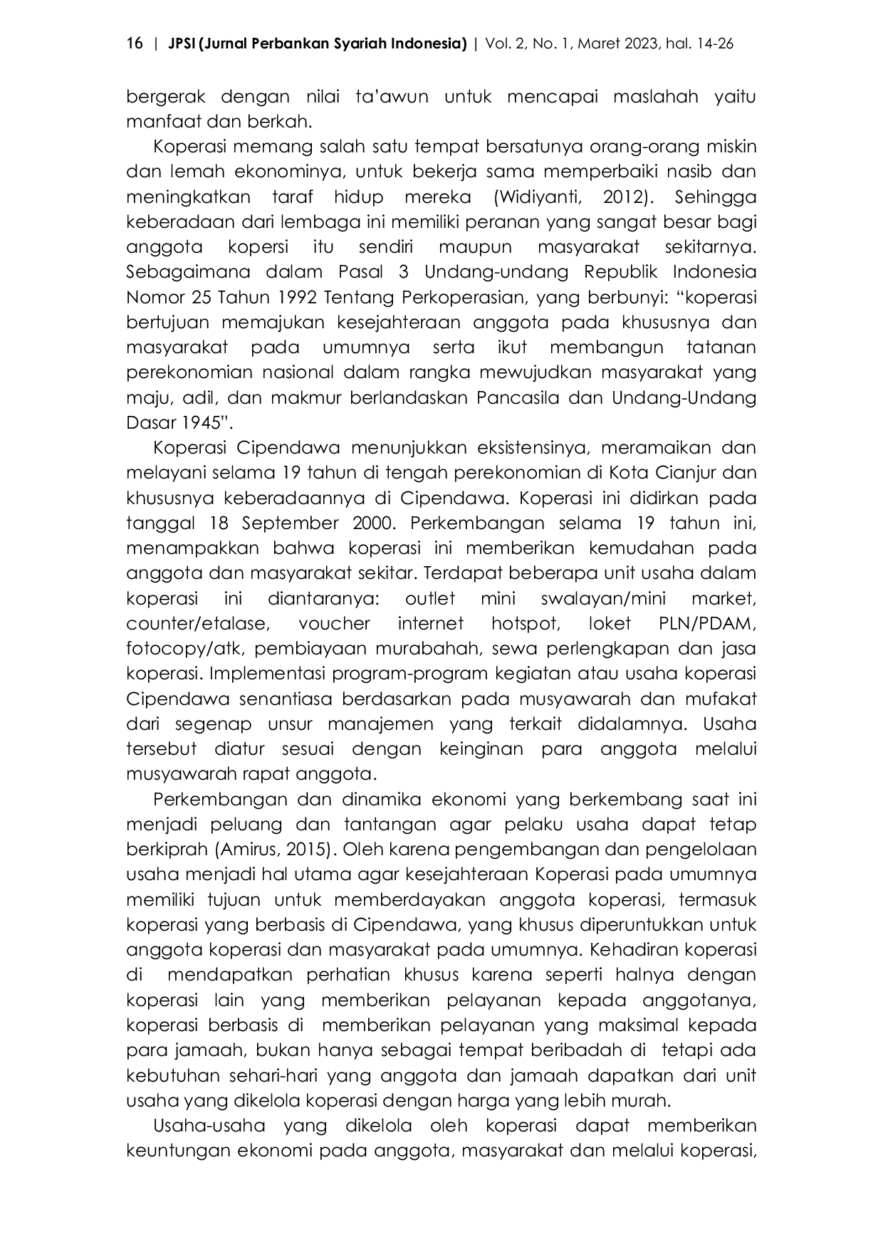 JURIS Peran Koperasi dalam Meningkatkan Kesejahteraan Anggota pada Koperasi Susu Cipendawa Cianjur