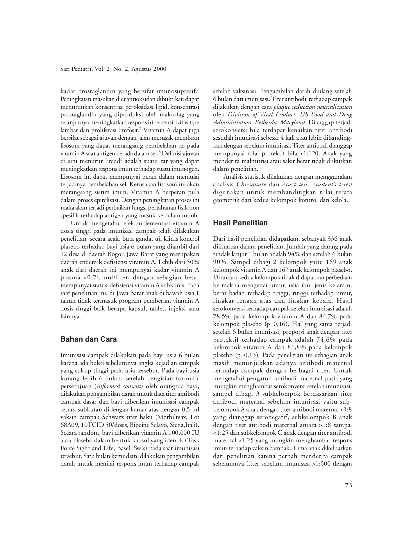 JURIS Pengaruh Suplementasi Vitamin A Terhadap Campak