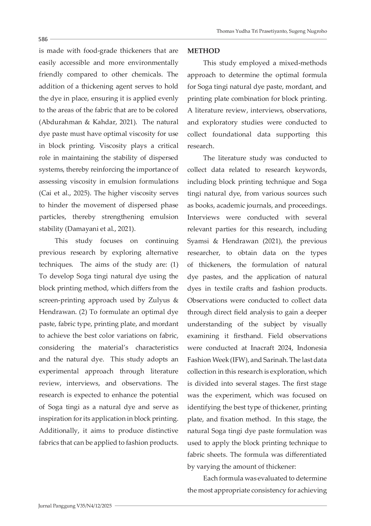 JURIS The Development of Soga Tingi Ceriops tagal Natural Dye Paste Material for Block Printing on Textiles