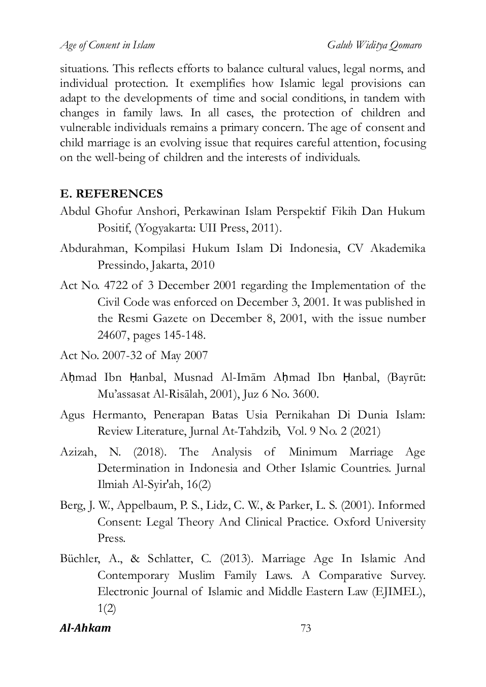 JURIS Age of Consent in Islam Between Legal Principles Controversies and Social Adaptations
