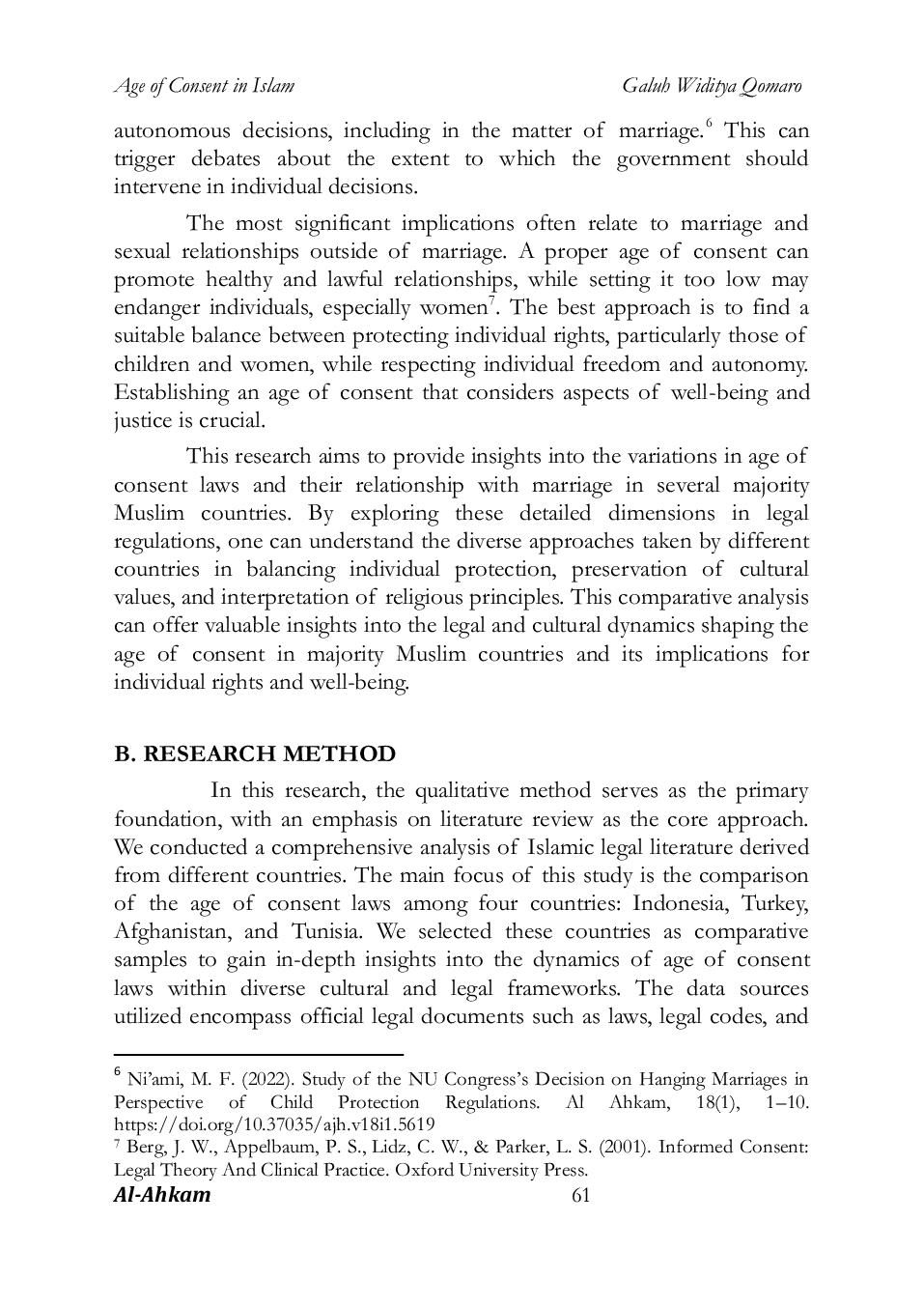 JURIS Age of Consent in Islam Between Legal Principles Controversies and Social Adaptations