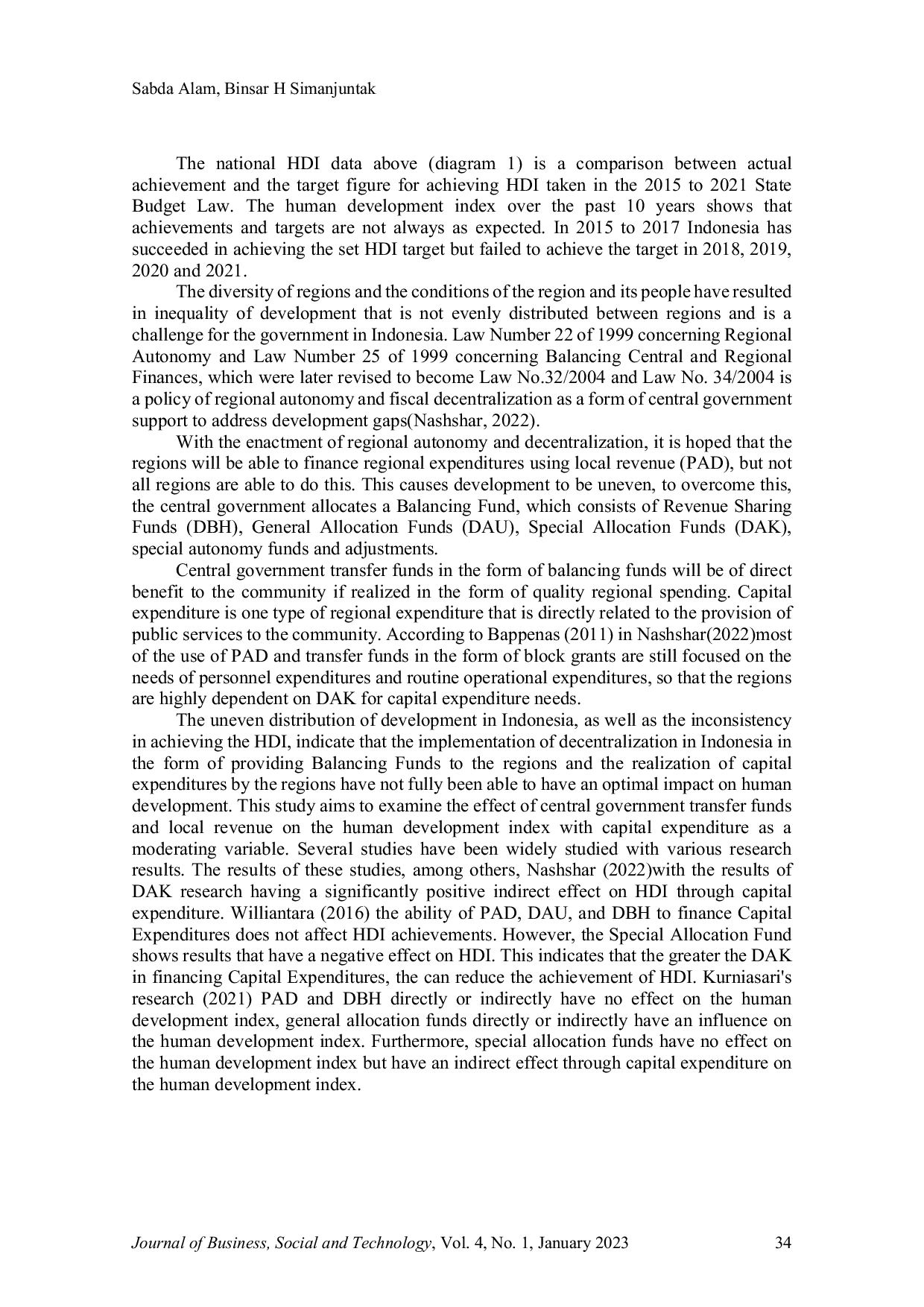 JURIS Effect of Fund Transfer Revenue on Development Index as Moderation Variables