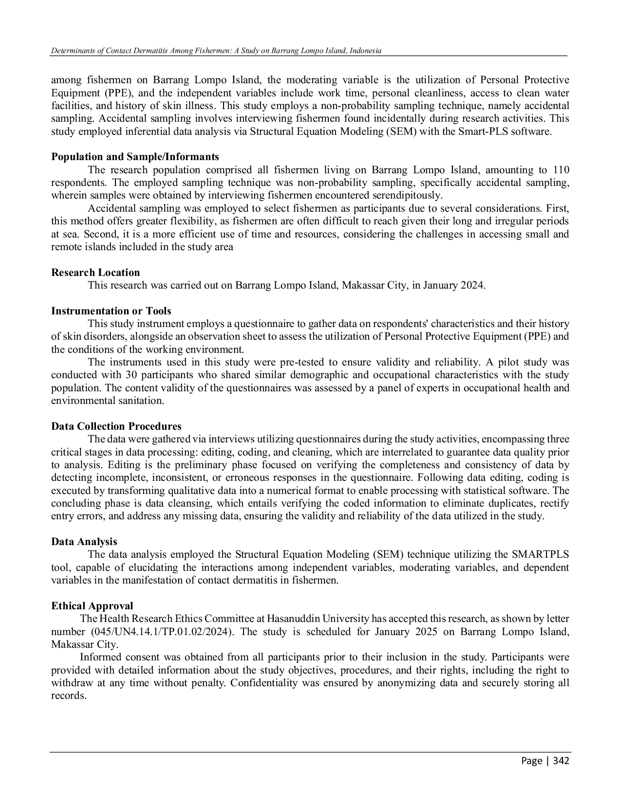 JURIS Determinants of Contact Dermatitis Among Fishermen A Study on Barrang Lompo Island Indonesia