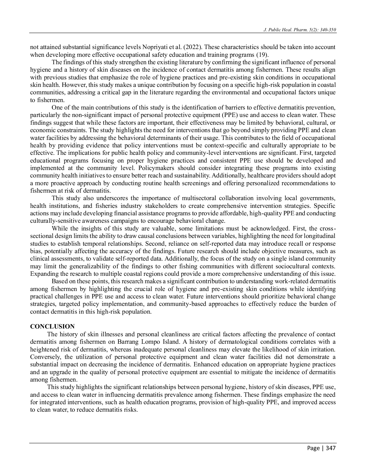 JURIS Determinants of Contact Dermatitis Among Fishermen A Study on Barrang Lompo Island Indonesia