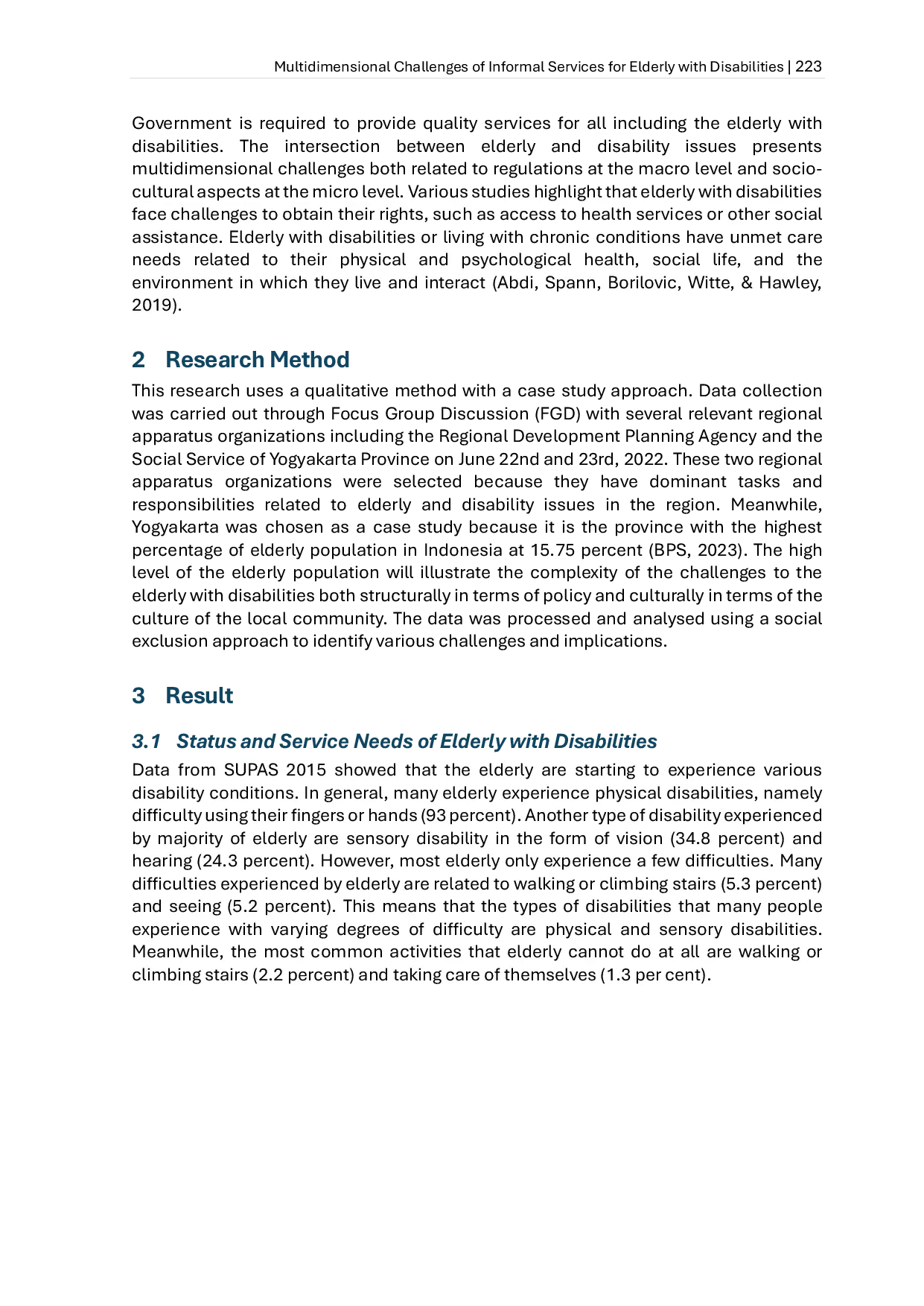 JURIS Multidimensional Challenges of Informal Services for Elderly with Disabilities