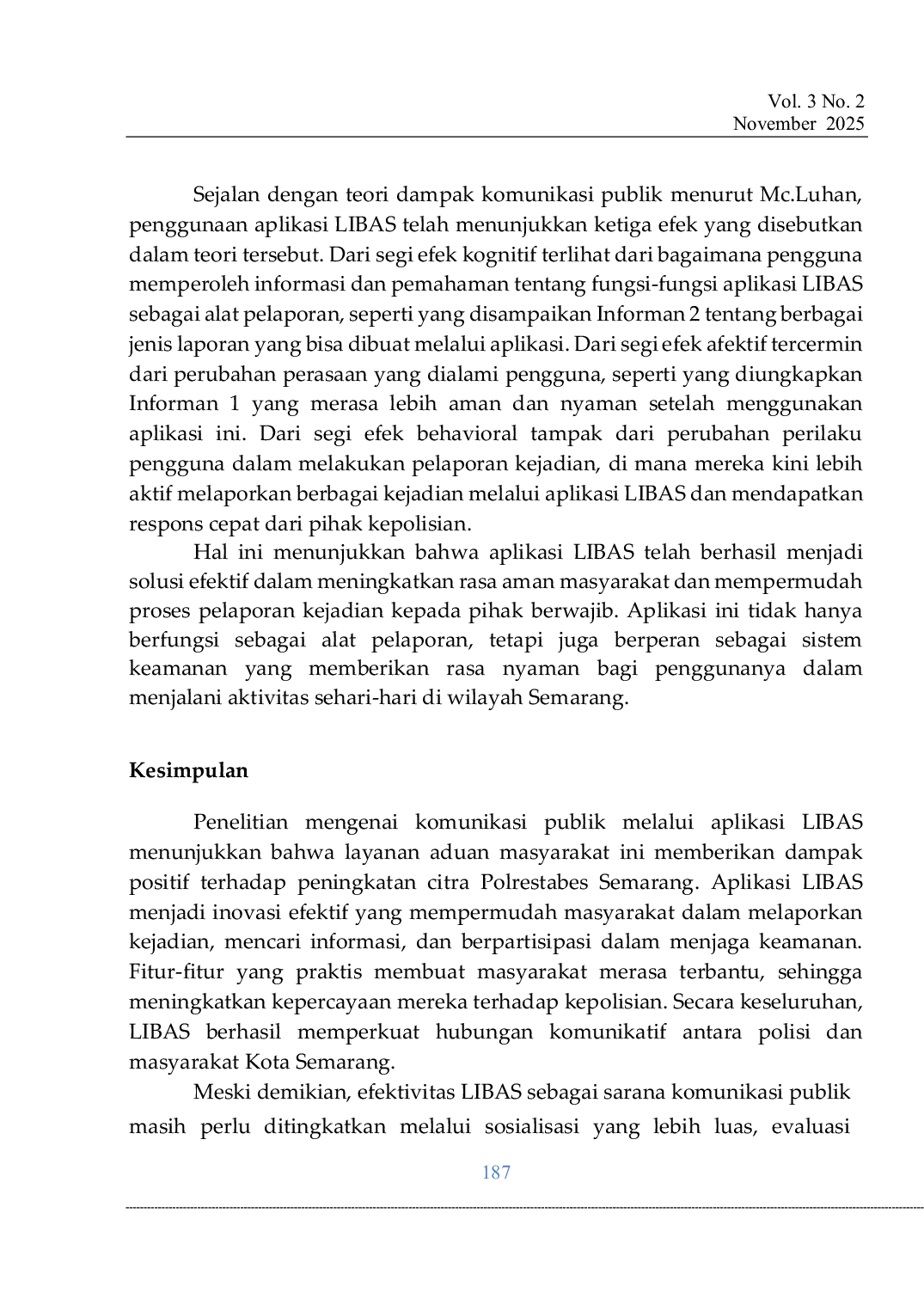 JURIS Optimalisasi Komunikasi Publik Kepolisian melalui Aplikasi LIBAS di Polrestabes Semarang