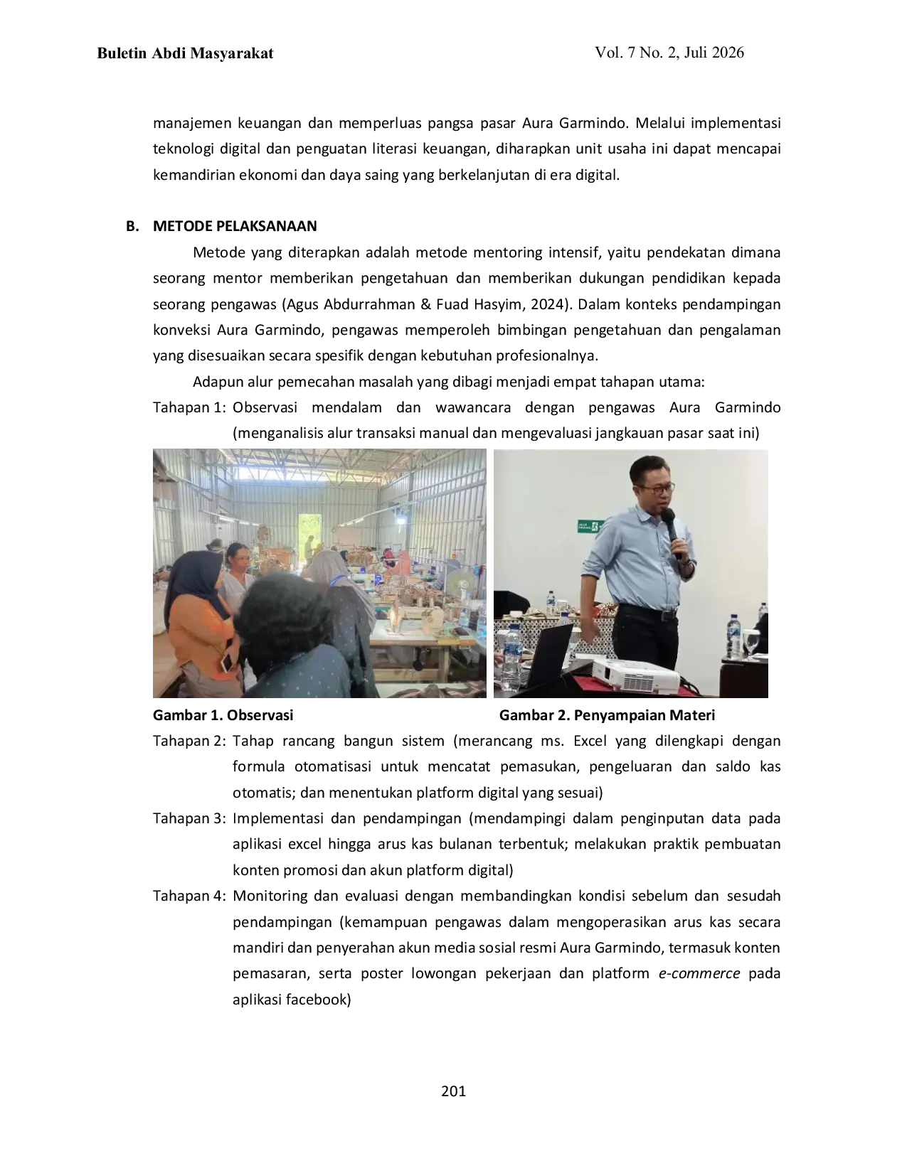 JURIS Pendampingan Peningkatan Manajemen Keuangan dan Pemasaran Berbasis Digital pada UMKM Aura Garmindo Desa Wonorejo Demak