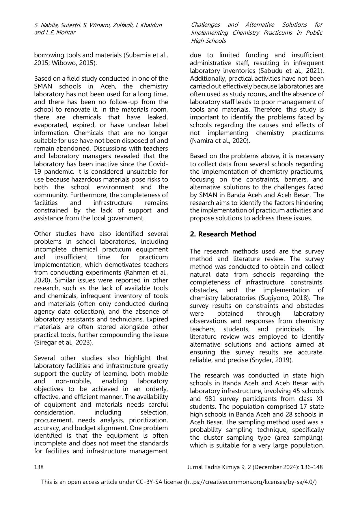 JURIS Challenges and Alternative Solutions for Implementing Chemistry Practicums in Public High Schools