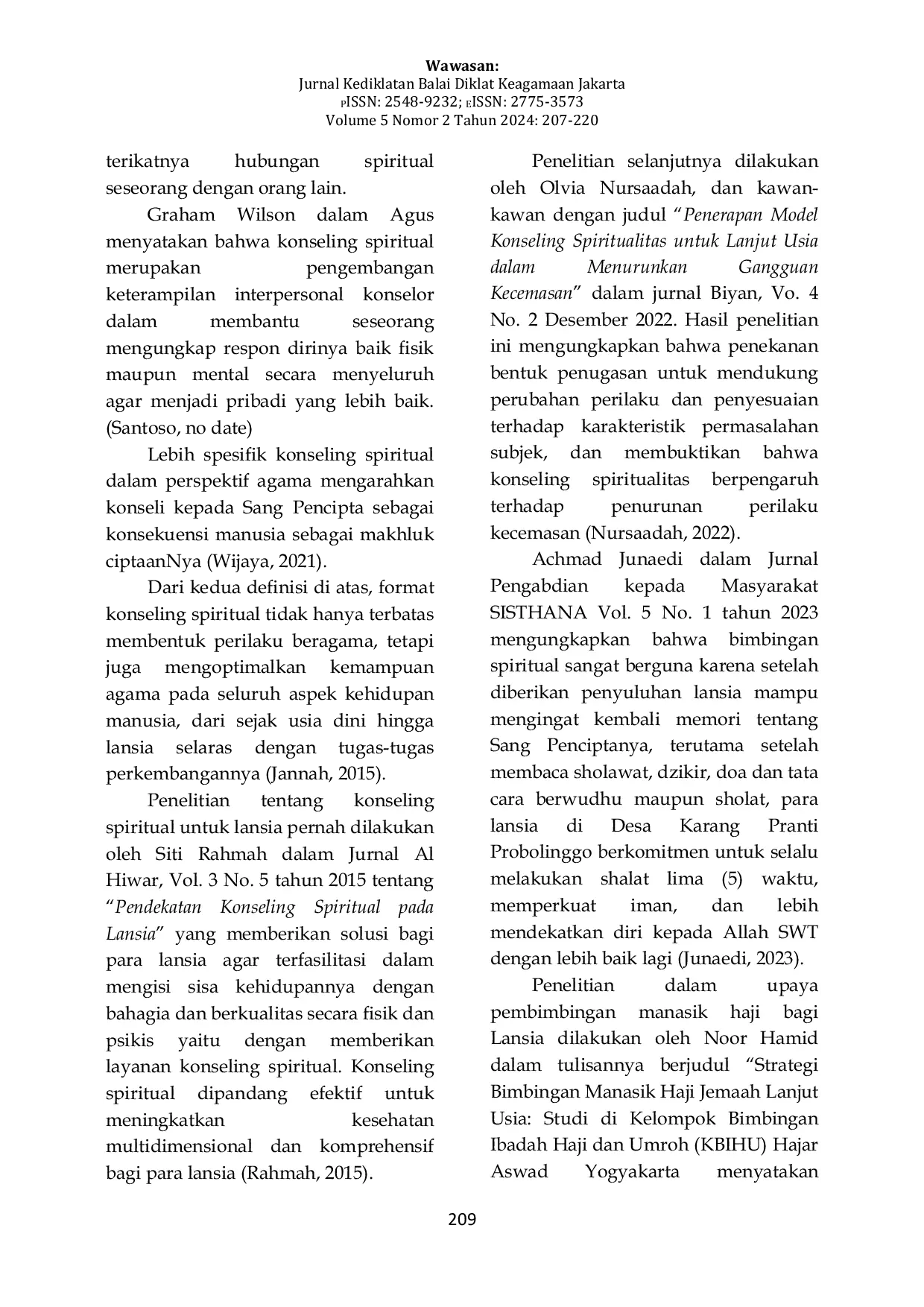 JURIS Pemanfaatan Model Konseling Spiritual pada Layanan Haji Lansia