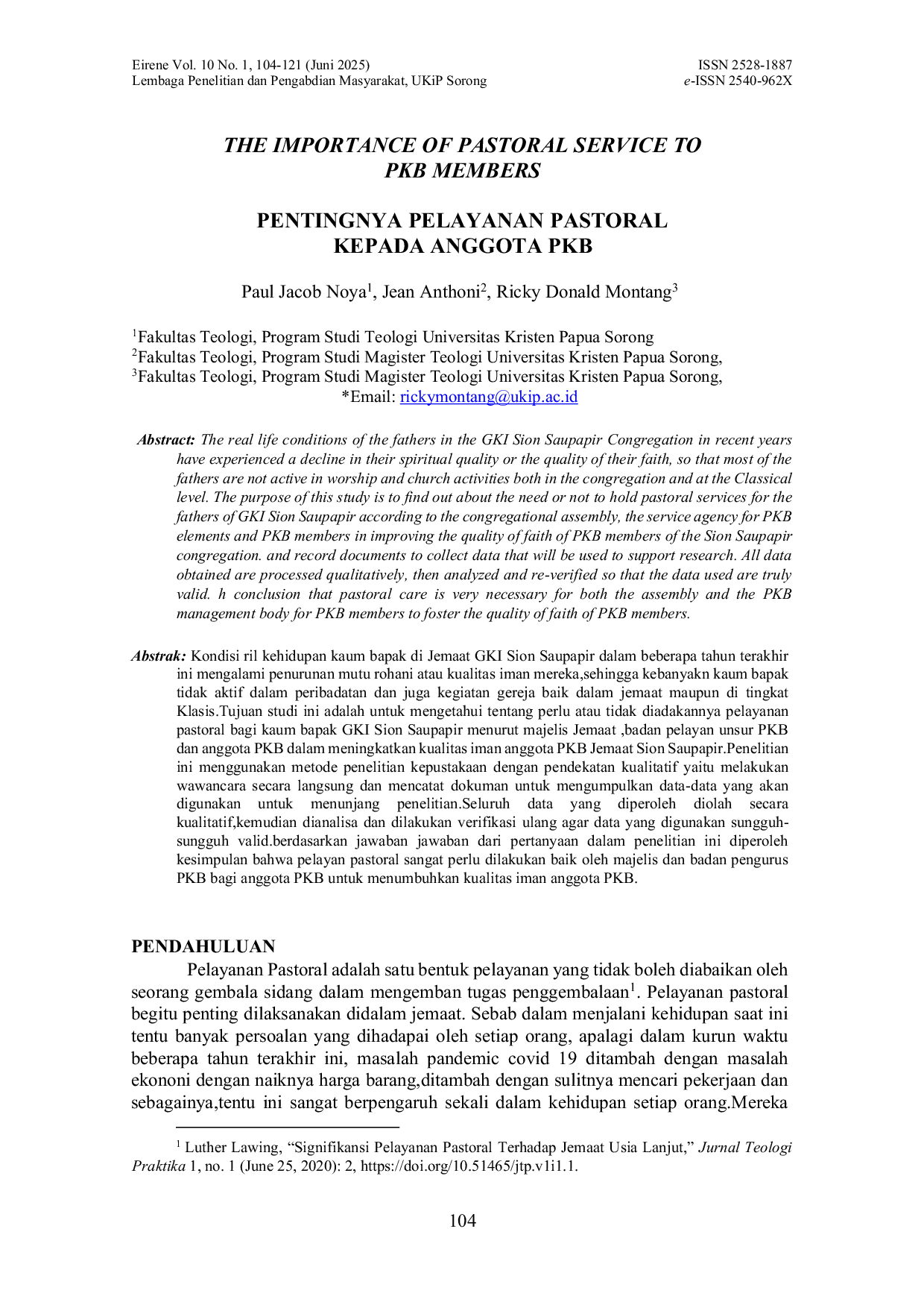 JURIS Pentingnya Pelayanan Pastoral Kepada Anggota Pkb