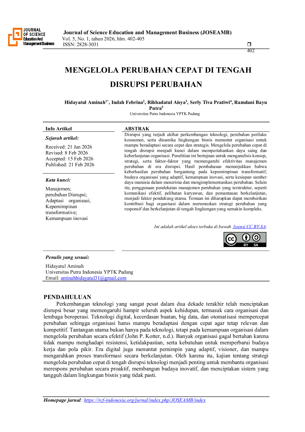 JURIS Mengelola Perubahan Cepat Di Tengah Disrupsi Perubahan