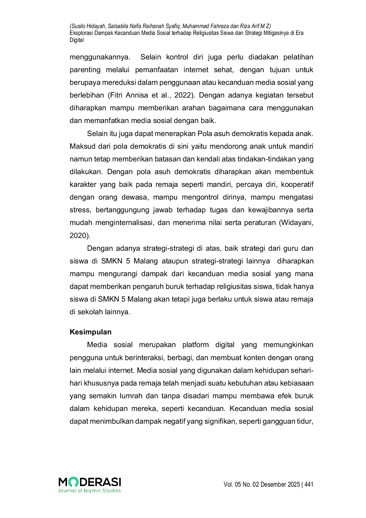 JURIS Eksplorasi Dampak Kecanduan Media Sosial terhadap Religiusitas Siswa dan Strategi Mitigasinya di Era Digital