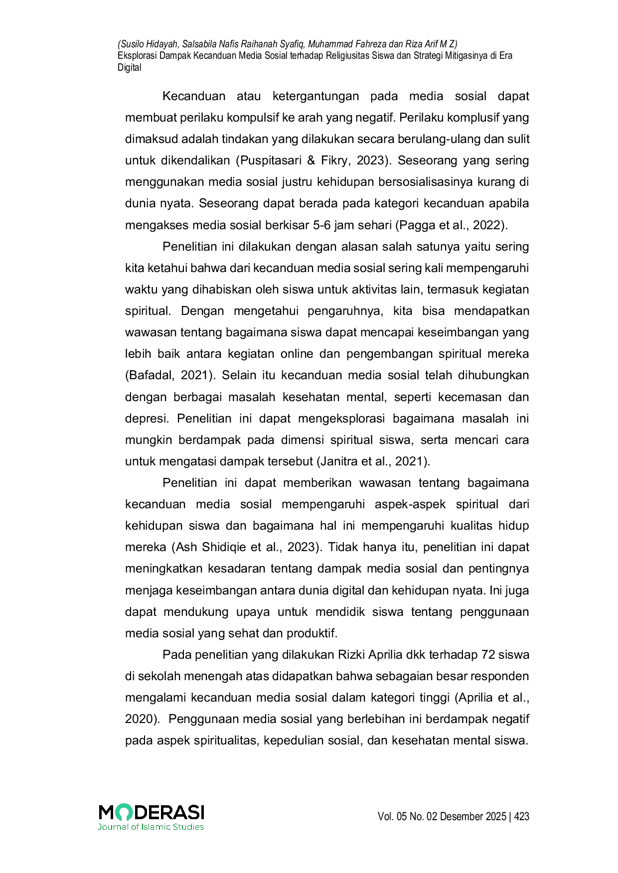 JURIS Eksplorasi Dampak Kecanduan Media Sosial terhadap Religiusitas Siswa dan Strategi Mitigasinya di Era Digital
