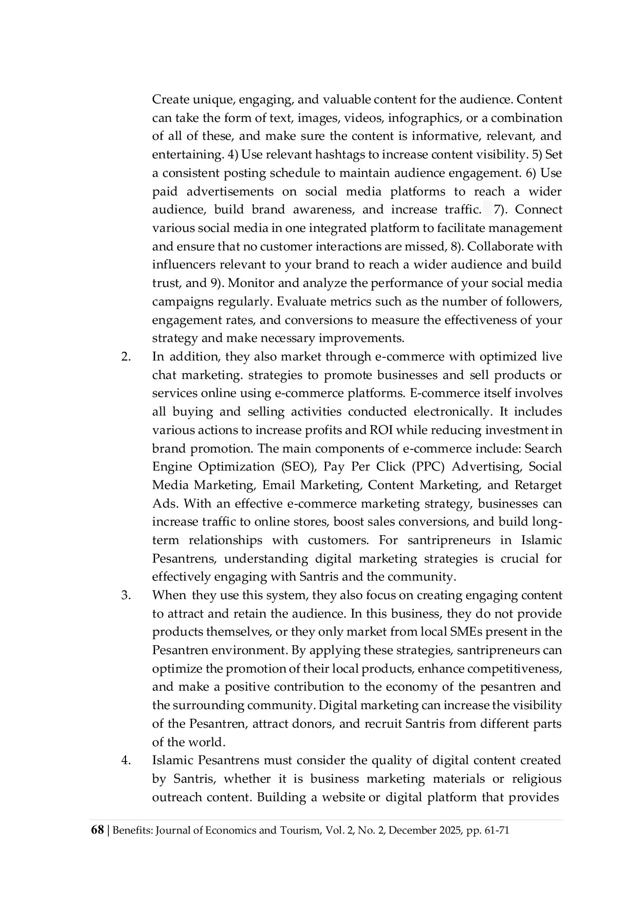 JURIS Dynamics of Islamic Pesantren Digital Marketing Strategy Model on the Existence of Santripreneur Roles Dinamika Pesantren Model Strategi Digital Marketing Pada Eksistensi Peran Santripreneur
