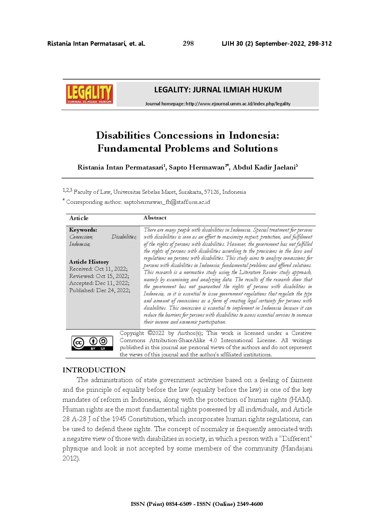 juris Disabilities concessions in Indonesia fundamental problems and solutions