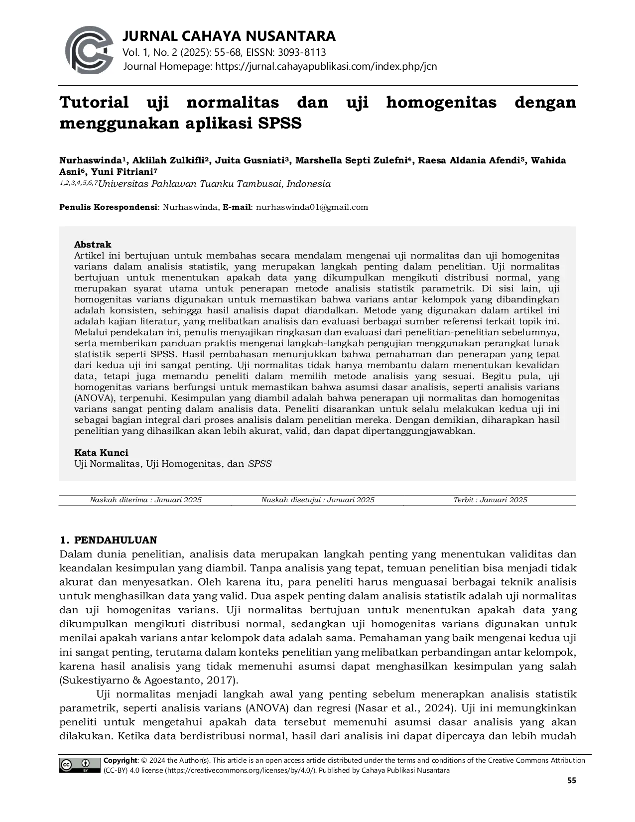 JURIS Tutorial Uji Normalitas dan Uji Homogenitas dengan Menggunakan Aplikasi SPSS