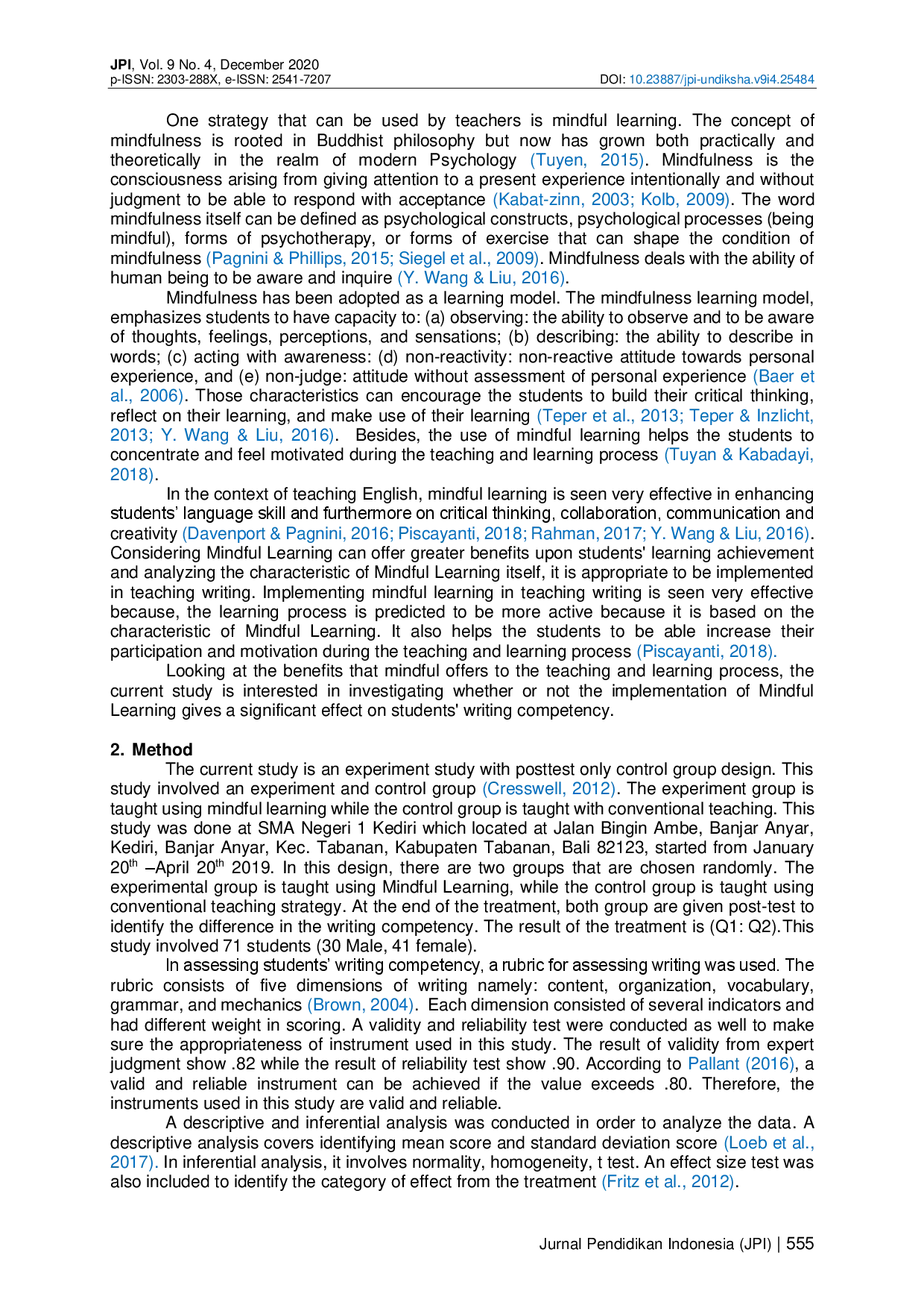juris The Effect of Mindful Learning on Students Writing Competency
