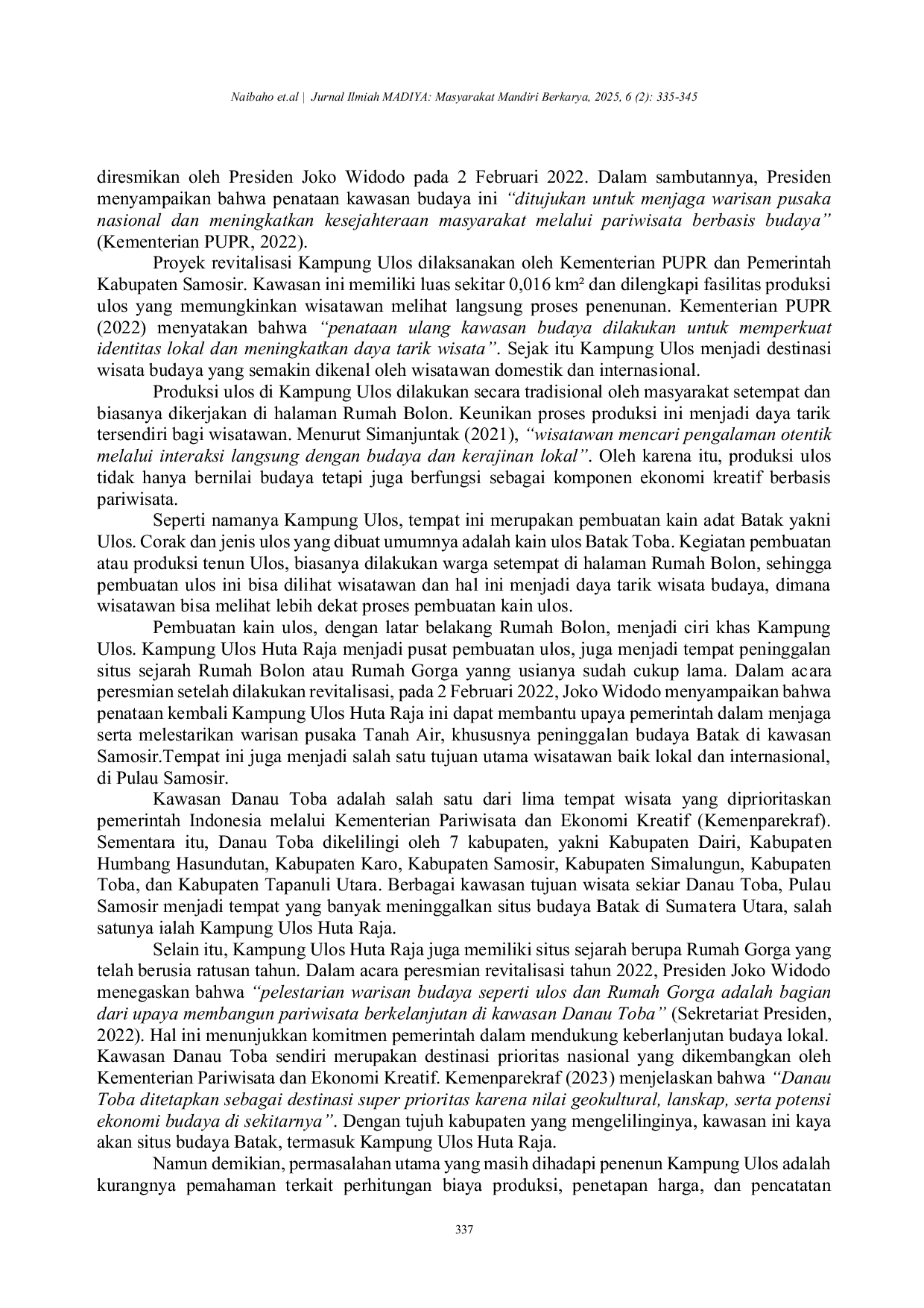 JURIS Penguatan Kapasitas UMKM Tenun Ulos Melalui Edukasi dan Pendampingan Harga Pokok Produksi