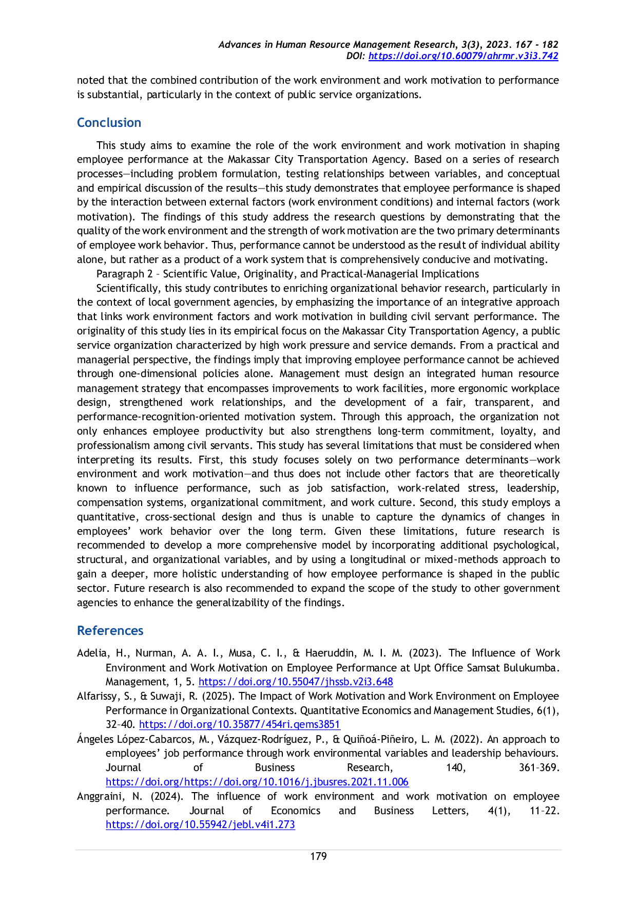 JURIS Work Environment and Work Motivation on Employee Performance