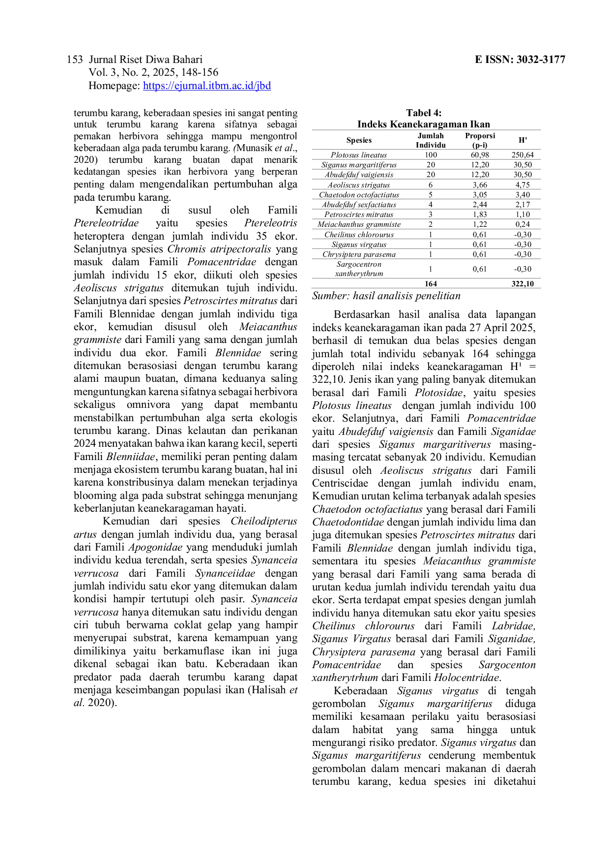 JURIS Asosiasi Ikan Karang Pada Media Transplantasi Rangka Model Penyu di Pulau Barrang Caddi Kota Makassar