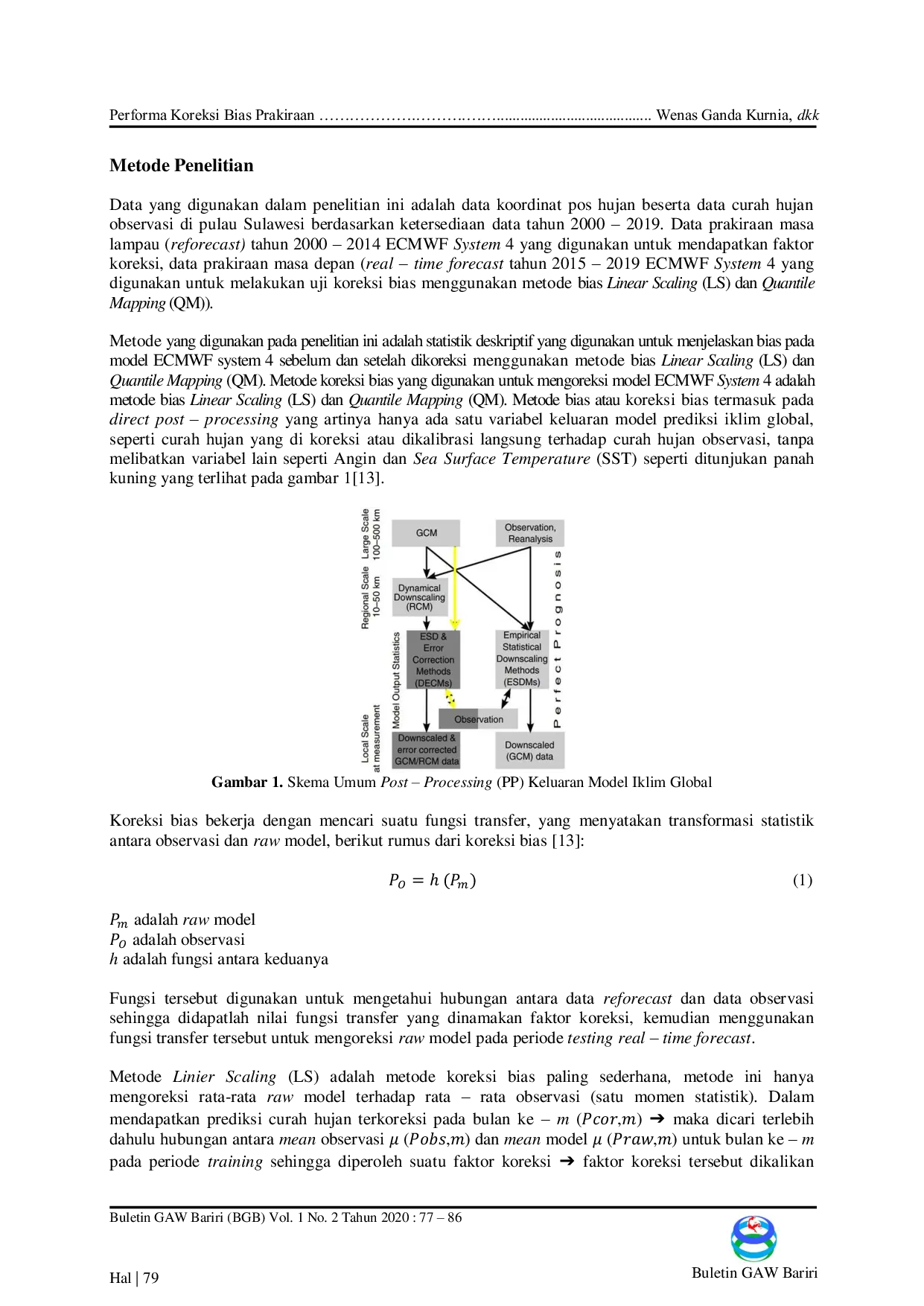 JURIS Performa Koreksi Bias Prakiraan Curah Hujan Model European Centre Medium Weather Forecast ECMWF di Sulawesi