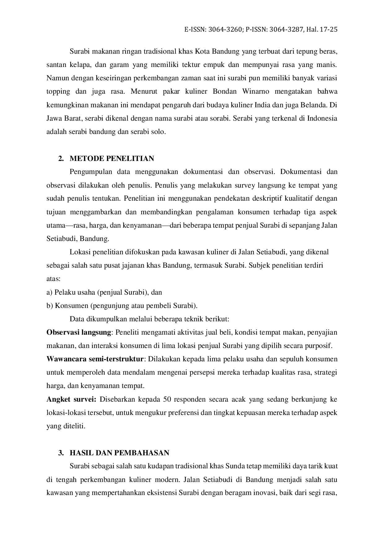 JURIS Perbandingan Rasa Harga Dan Kenyamanan Kudapan Surabi Di Jalan Setiabudi