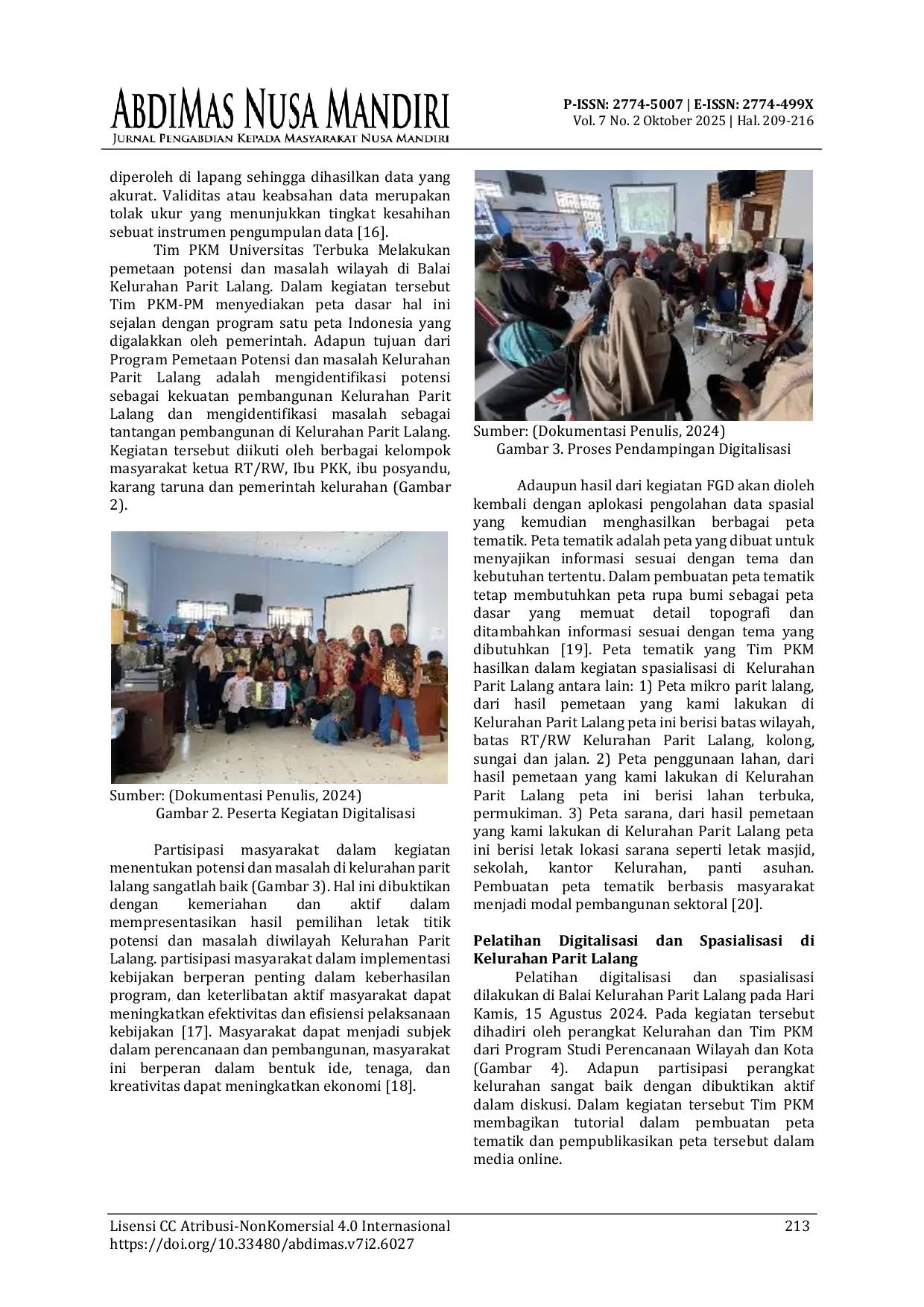 JURIS Pendampingan Masyarakat Kelurahan Parit Lalang Dalam Digitalisasi Dan Spasialisasi Wilayah