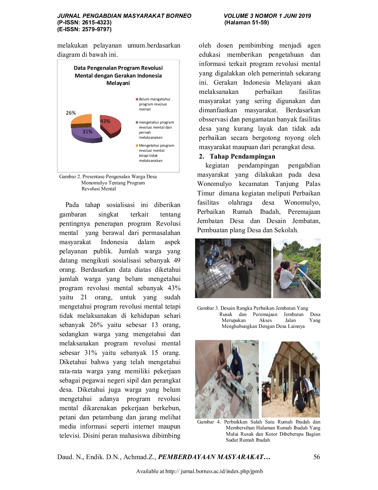 JURIS Pemberdayaan Masyarakat Dan Mahasiswa Melalui Program Parfimas Perbaikan Fasilitas Masyarakat Di Desa Wonomulyo Kabupaten Bulungan Berbasis Revolusi Mental Gerakan Indonesia Melayani