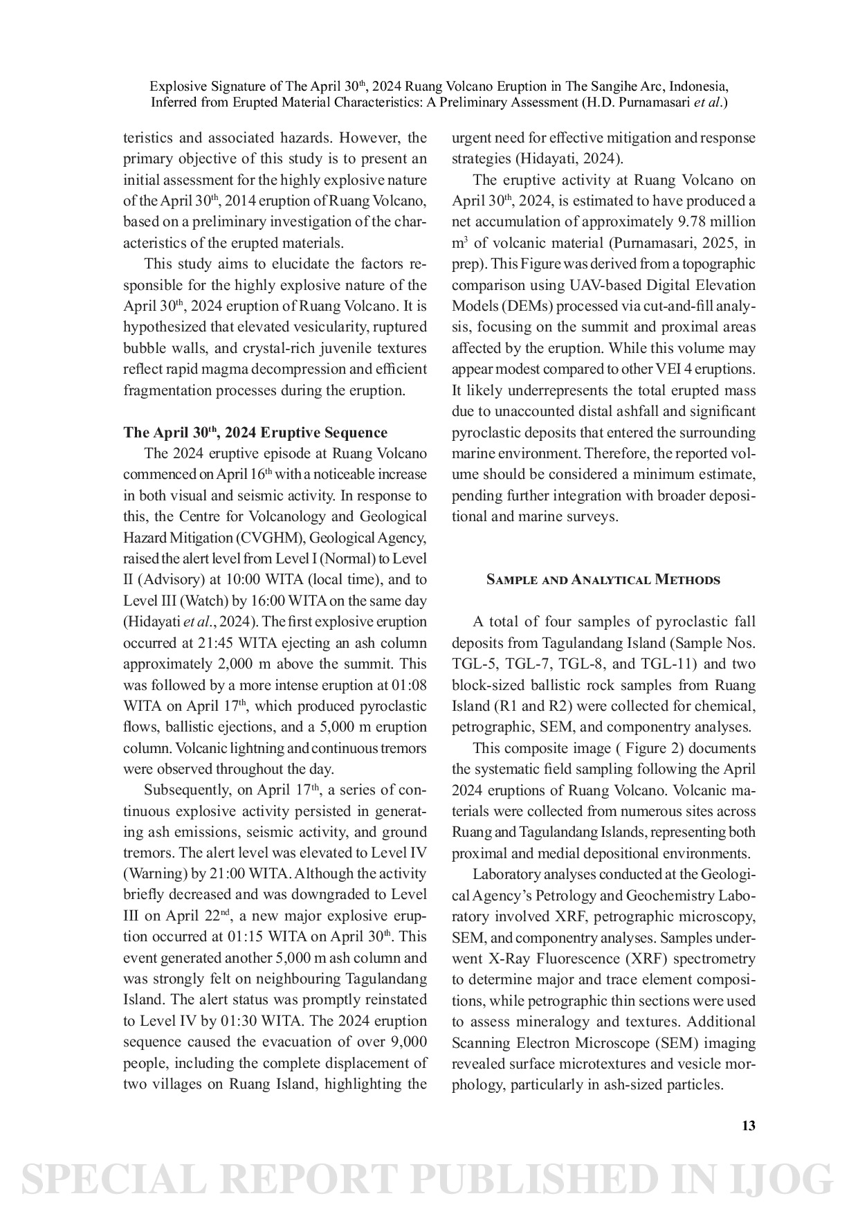 JURIS Explosive Signature of The April 30th 2024 Ruang Volcano Eruption in The Sangihe Arc Indonesia Inferred from Erupted Material Characteristics A Preliminary Assessment