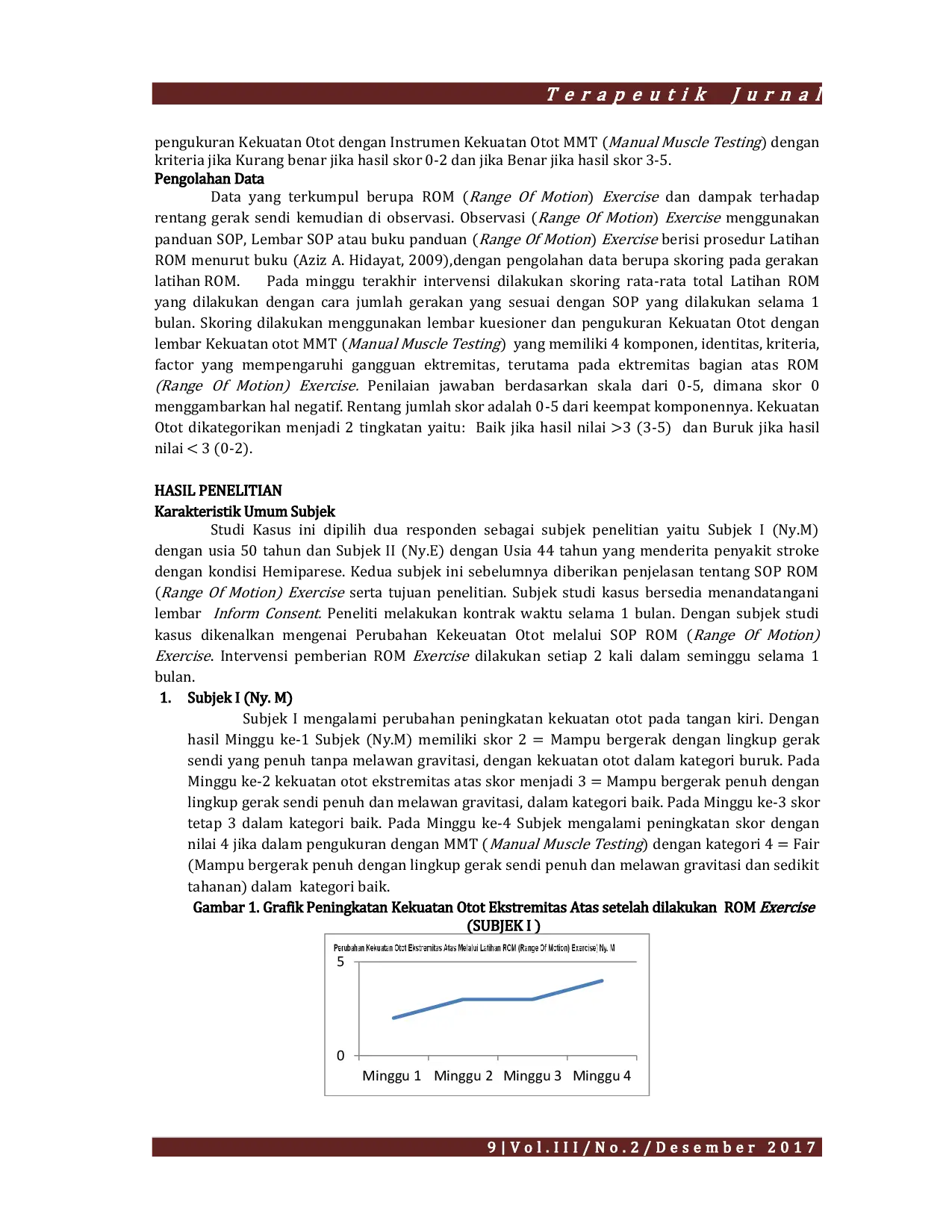 JURIS Perubahan Kekuatan Otot Ekstremitas Melalui Latihan Rom Range Of Motion Pada Pasien Stroke Di Wilayah Kerja Puskesmas Karangploso Kabupaten Malang